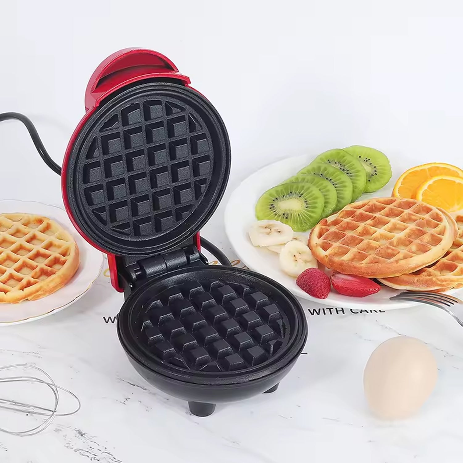 Mini Waffle Maker Machine Waffle Iron Home Appliances Kitchen Gift Easy To Clean, On-Stick Surfaces, Perfect Breakfast, Dessert, Sandwich, Pan Cakes, Paninis / Other Snacks Machine - Bhavnagar Deodap