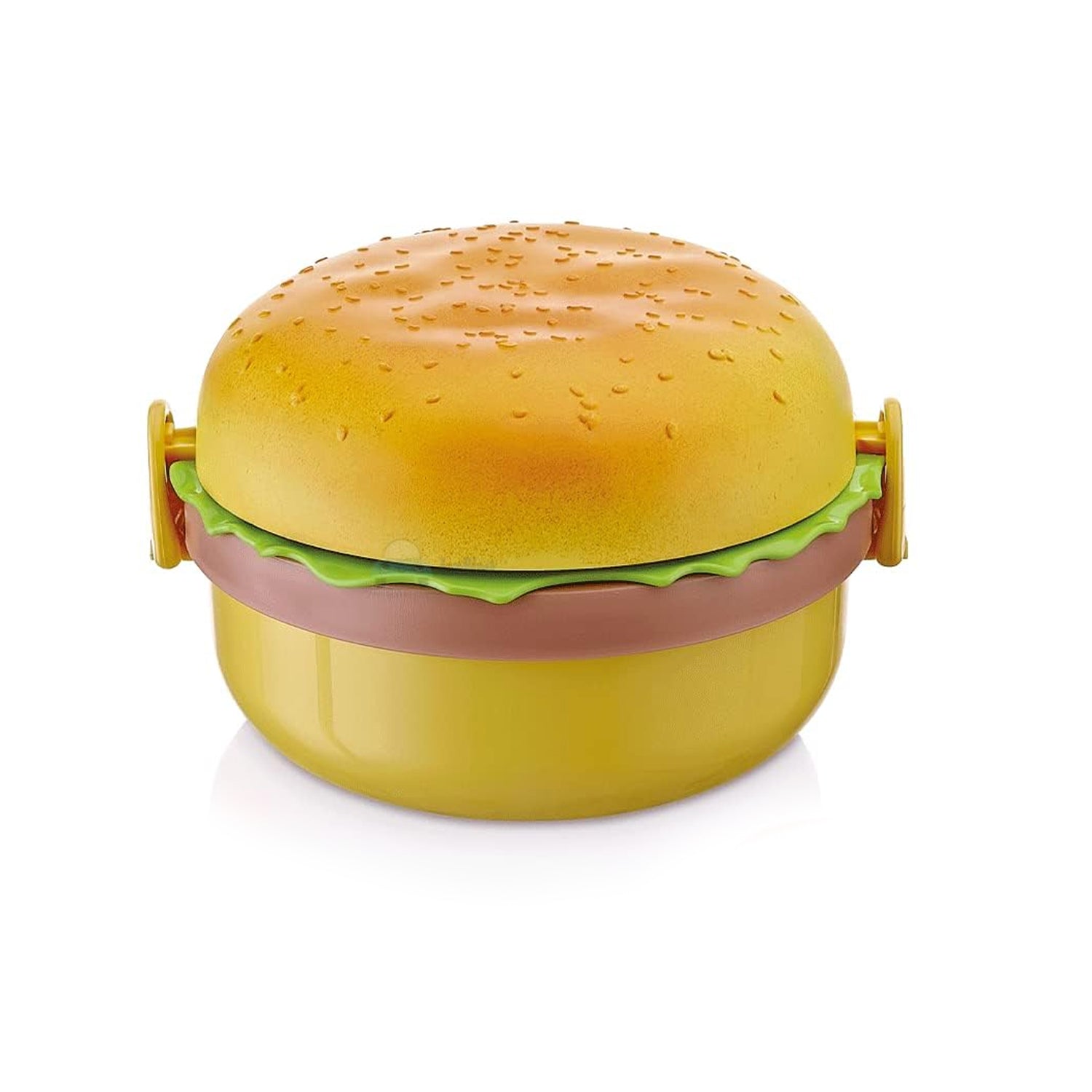 Burger Shape Lunch Box Plastic Lunch Box Food Container Sets Double Layer Lunchbox 1000ml With 2 Spoon Applicable to Kids and Elementary School Students - Bhavnagar Deodap