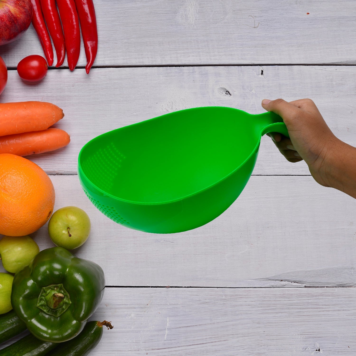 Rice Bowl Thick Drain Basket with Handle - Bhavnagar Deodap