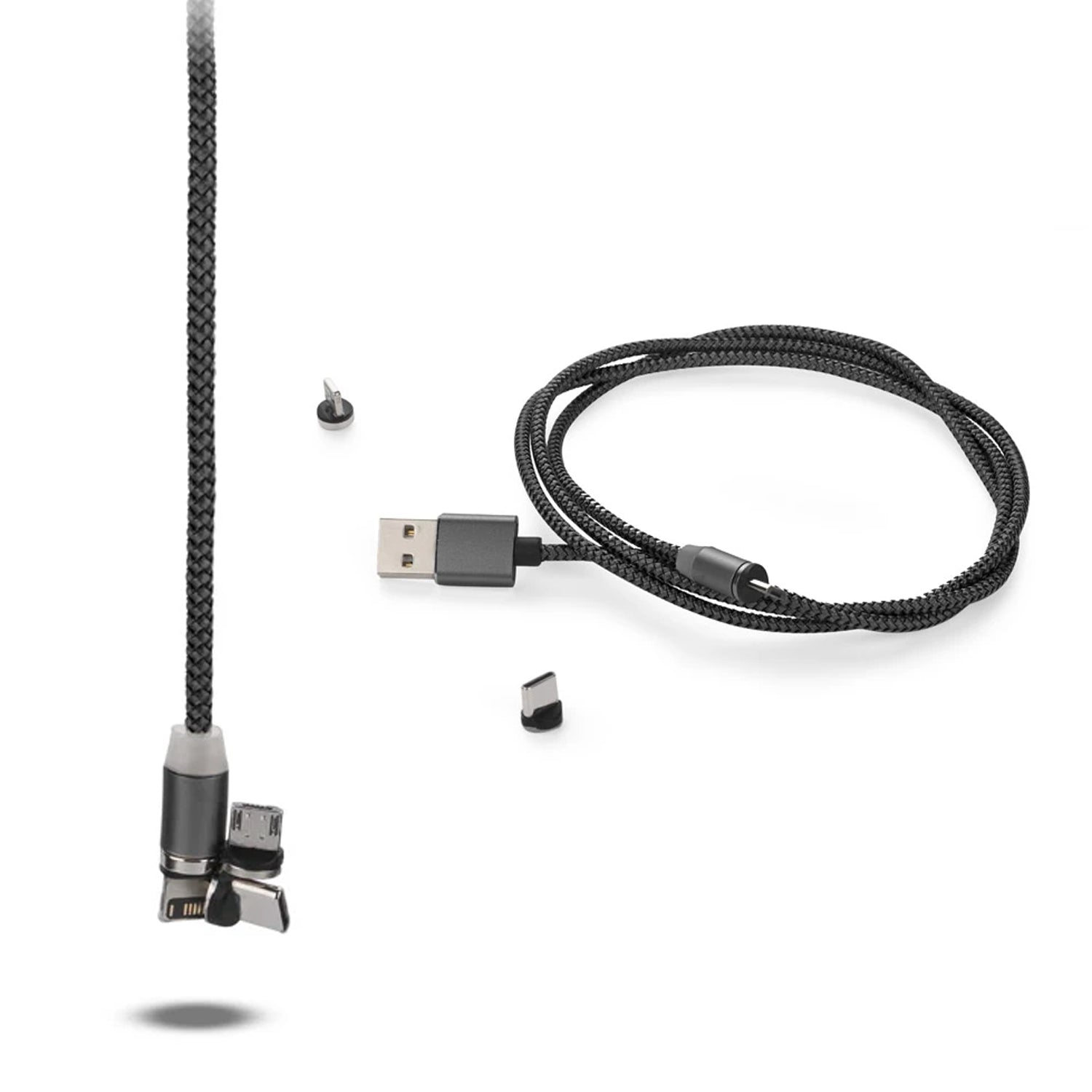 Magnetic Charging Cable 3 in 1 Metal Magnetic Micro USB Type C Lighting Cable with LED, Multiple Charging Adapters for All Android and all Smartphones  (Compatible with All Android and iPhone Smartphones, Tablet, PC, Mobile - Bhavnagar Deodap