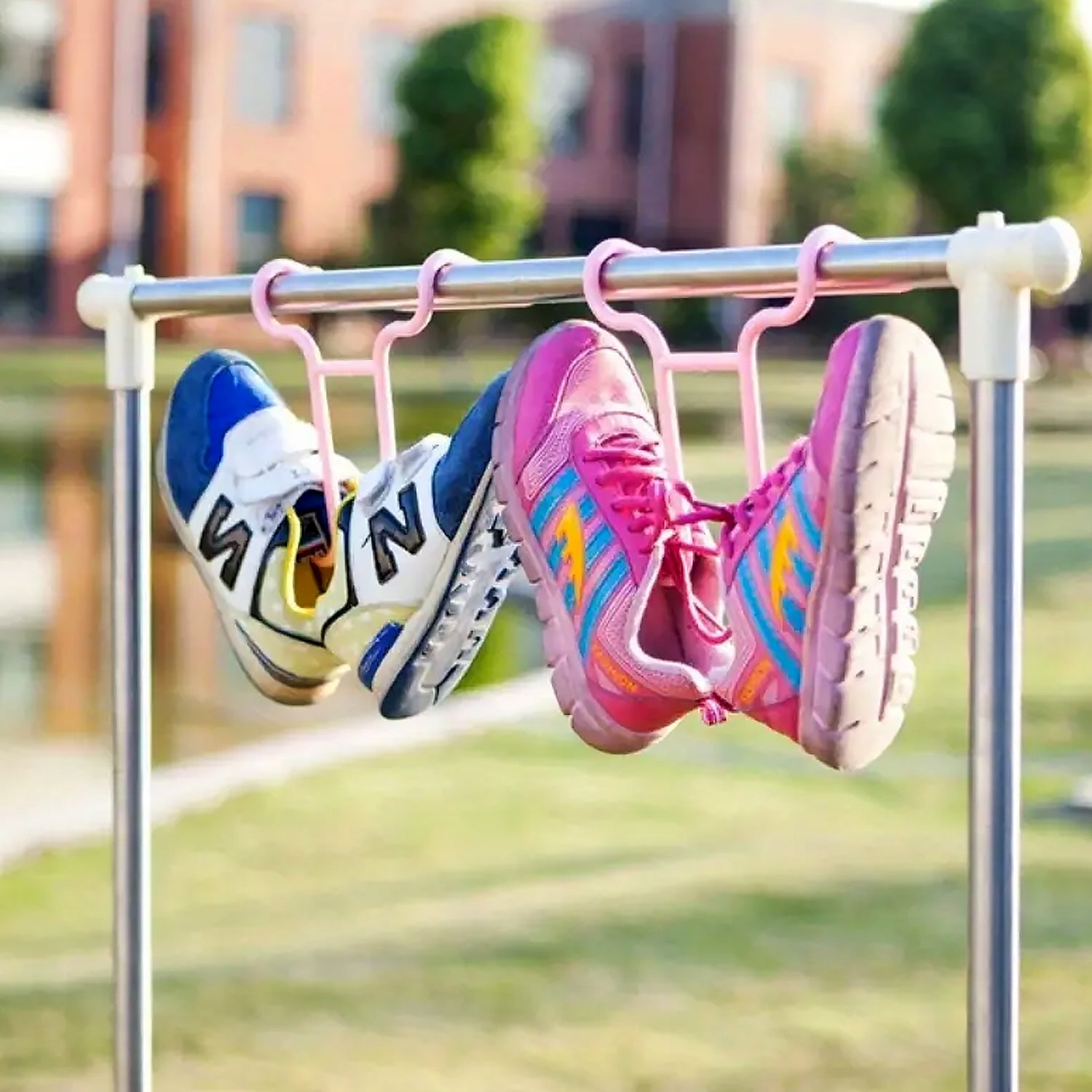 Multi-Function Shelf Drying Rack Shoe Rack Stand Hanger Shoes Hanging Storage Wardrobe Organizer Rack, Shoe Organizer Stand Closet Shoe Organizer Shoe Holder (2 Pc Set) - Bhavnagar Deodap