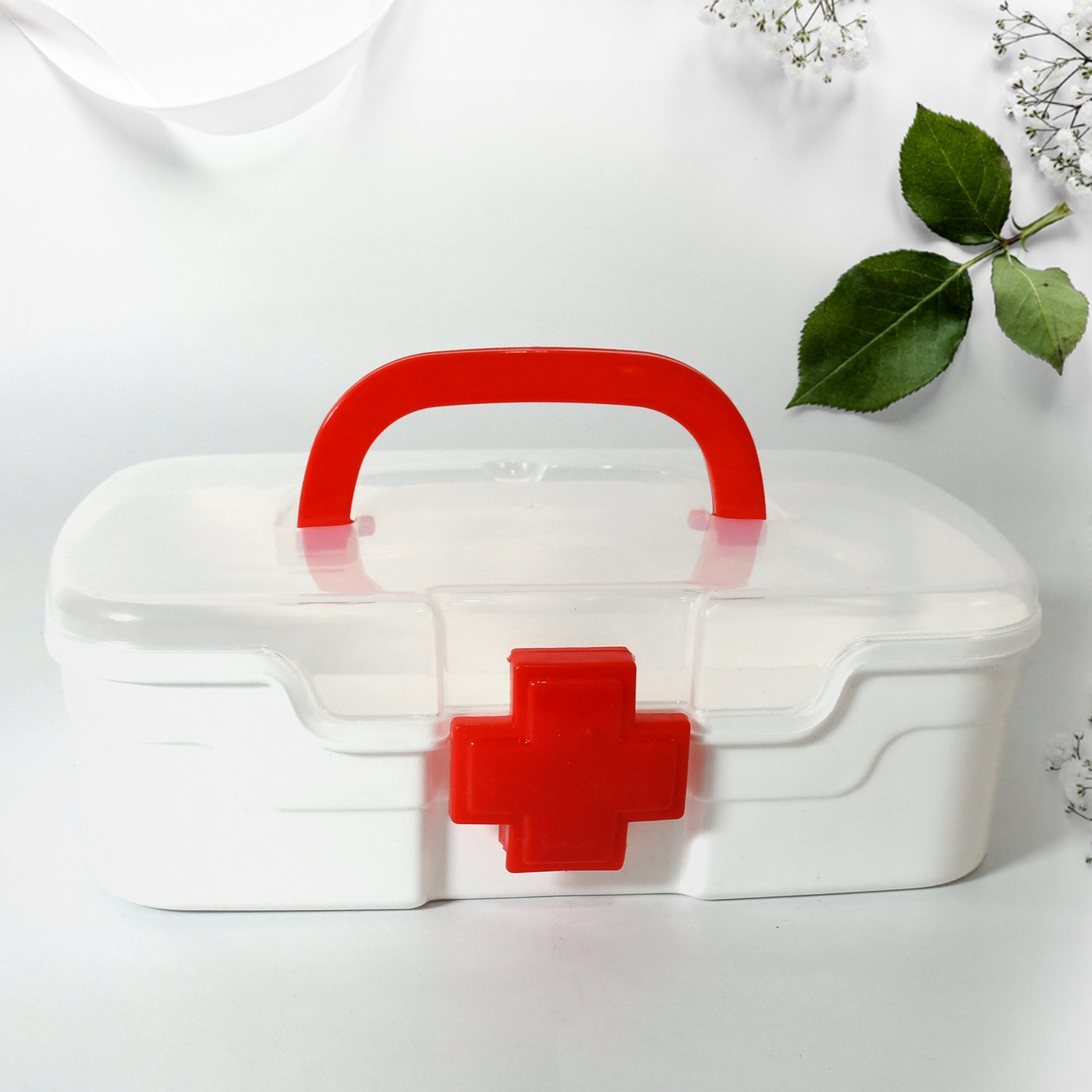 Medical Box, 1 Piece, Indoor Outdoor Medical Utility, Medicine Storage Box, Detachable Tray Medical Box Multi Purpose Regular Medicine, First Aid Box with Handle & Transparent Lid - Bhavnagar Deodap