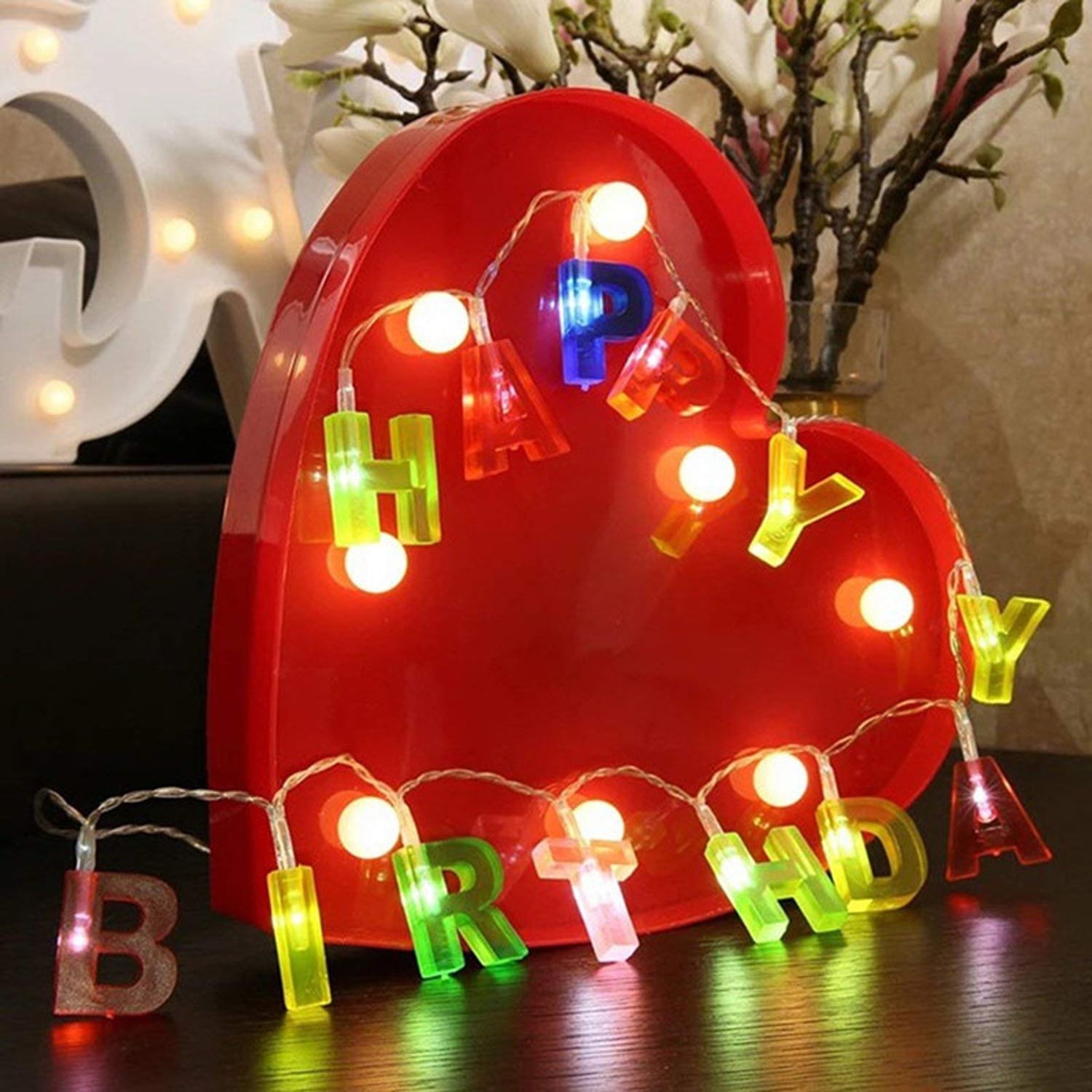 Decoratives Plastic Happy Birthday 13 LED Letter Battery Operated String Lights, Outdoor String Lights (Multicolour) - Bhavnagar Deodap