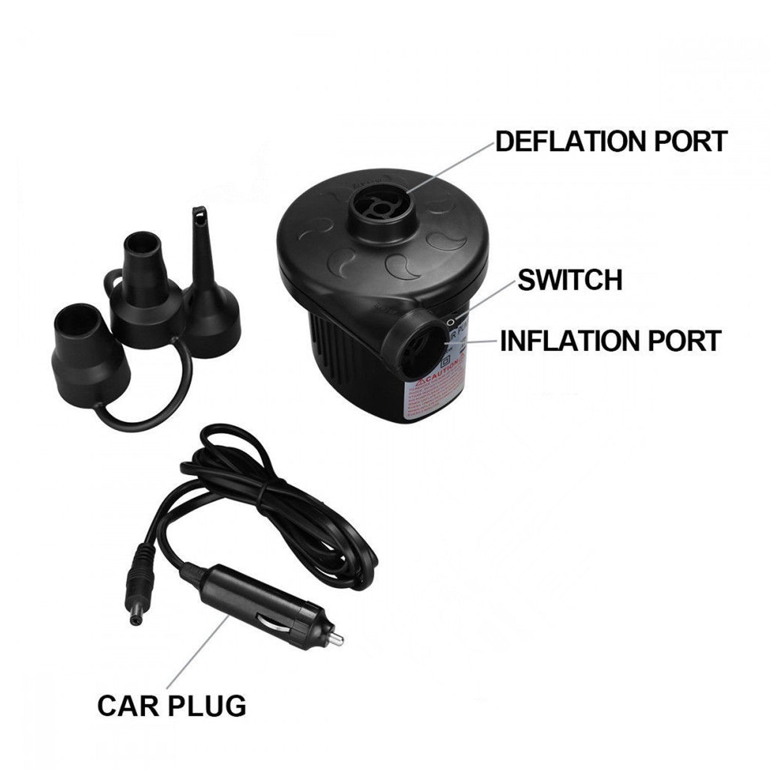 Multi-Purpose Electric Air Pump Without Valve Adaptors for Quickly Inflates/Deflates Sofa, Bed, Swimming Pool Tubes, Toys, Air Bags - Bhavnagar Deodap