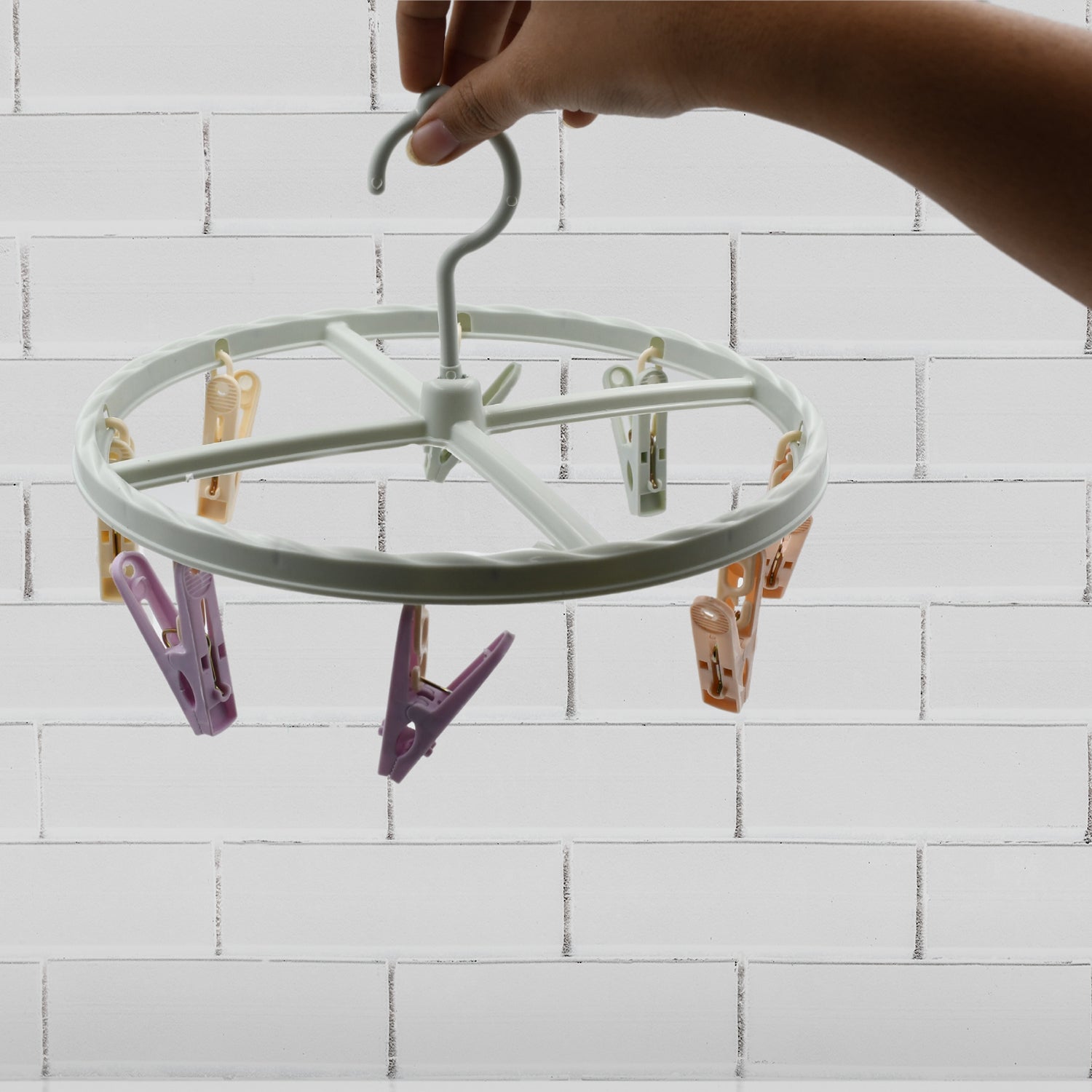 Clothespin Rack Laundry Drying Rack, Clothes Hangers with 8 Clips, Clip Hanger Drip Hanger for Drying Underwear, Baby Clothes, Socks, Bras, Towel, Cloth Diapers, Gloves - Bhavnagar Deodap