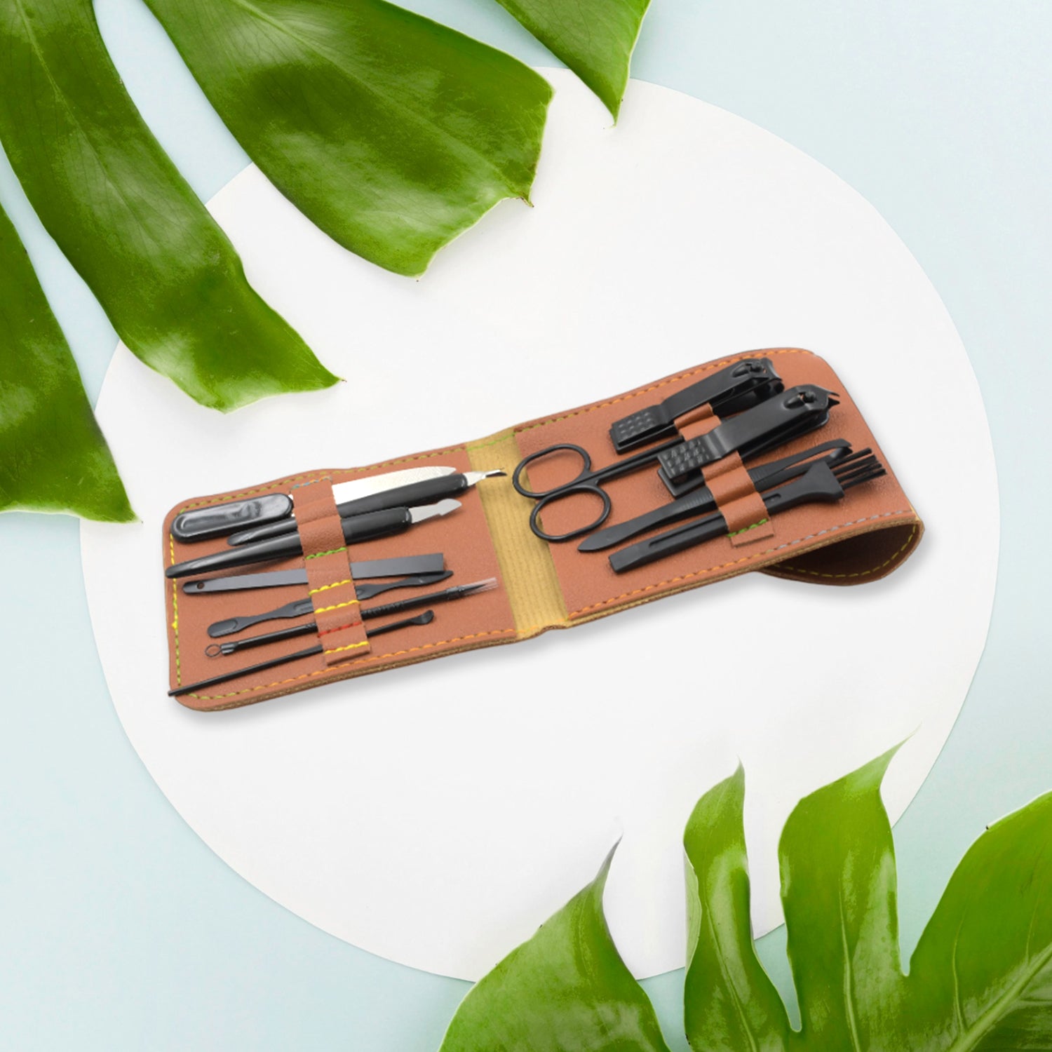 Grooming Kit, Manicure Set Portable Stable Practical Durable with PU Leather Case for General Purpose for Face Treatment for Manicure for Pedicure, Nail Clipper Tool Set (12 Pc Set) - Bhavnagar Deodap