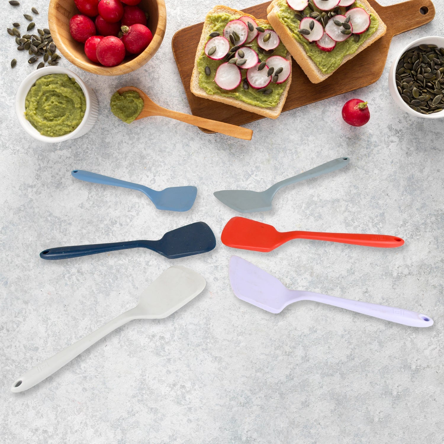 Multipurpose Silicone Spoon, Silicone Basting Spoon Non-Stick Kitchen Utensils Household Gadgets Heat-Resistant Non Stick Spoons Kitchen Cookware Items For Cooking and Baking (6 Pcs Set) - Bhavnagar Deodap