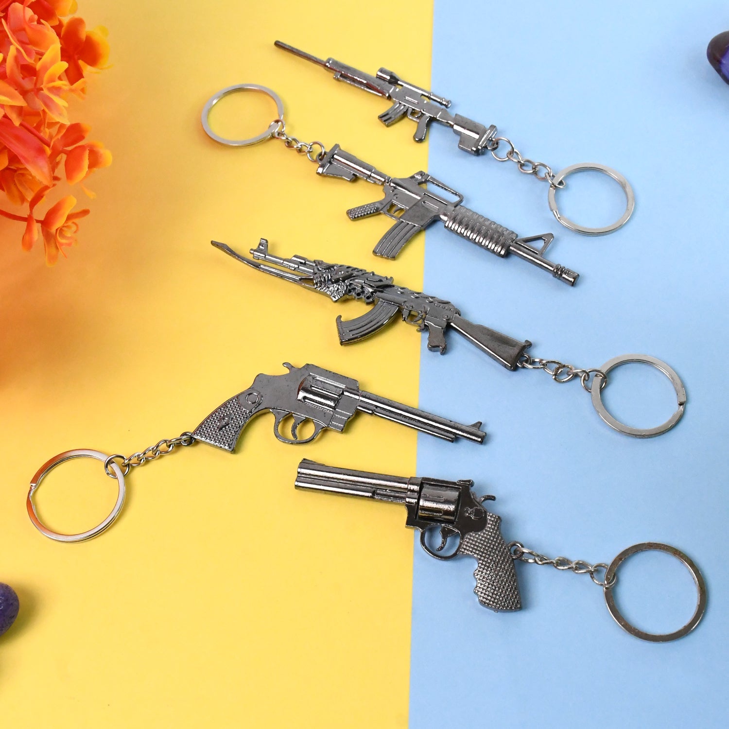 Mix Design Metal Gun Keychain With Case (1 Pc / Mix Design) - Bhavnagar Deodap