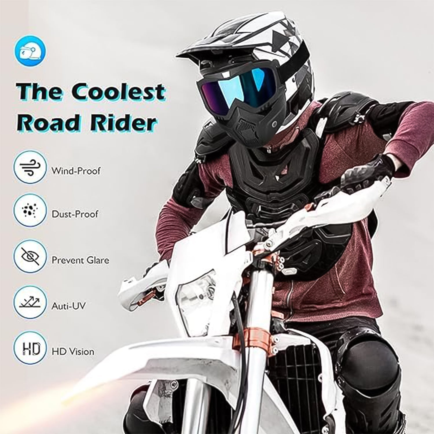 Motorcycle Goggles Off-Road Helmet Goggles Windproof Glasses Goggles Mask (1 Pc) - Bhavnagar Deodap