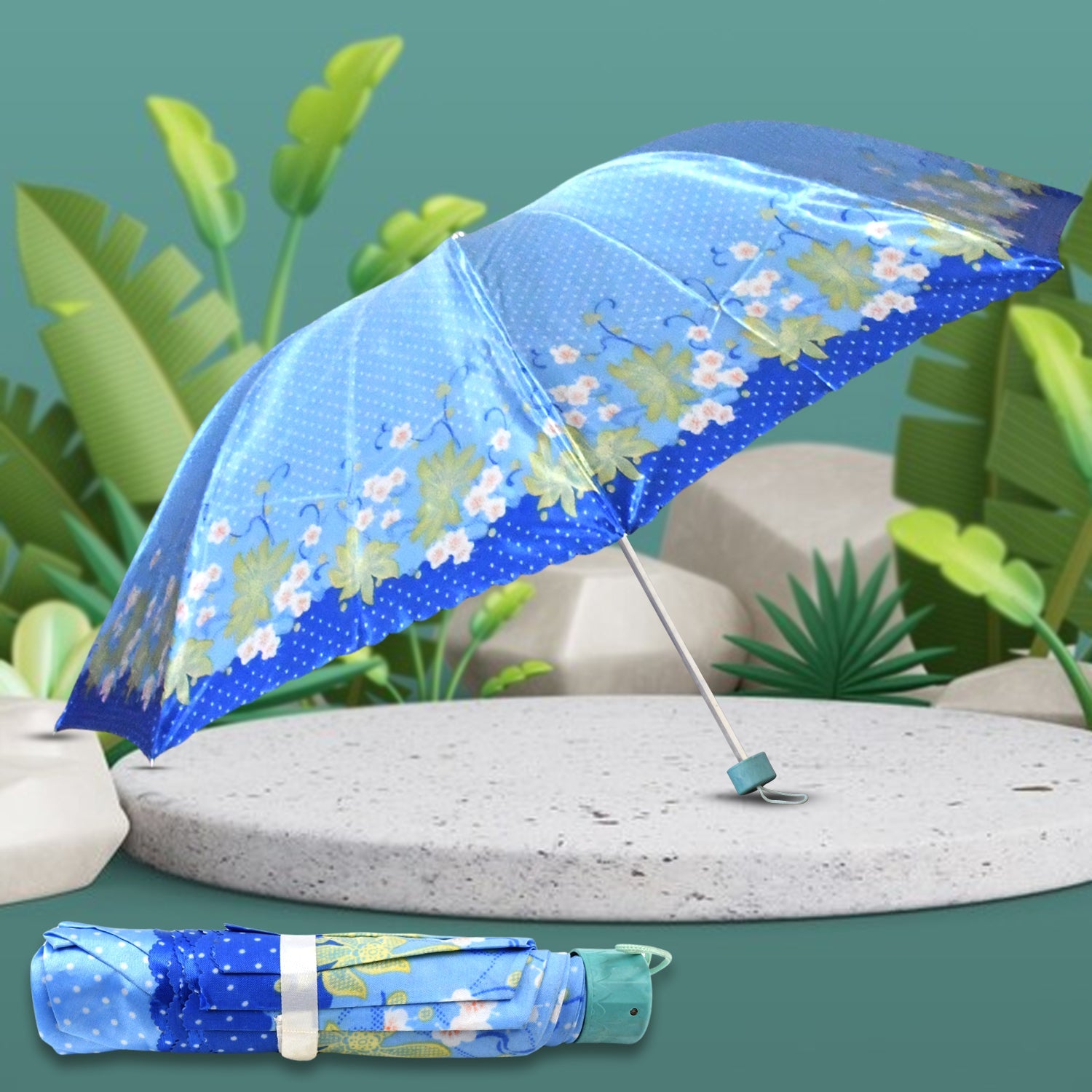 3-Fold Sun Protective Solid Foldable Outdoor Umbrella, Portable Sun, UV Protection Lightweight Rain Umbrella For Girls, Women, Men, Boys (1 pc) - Bhavnagar Deodap