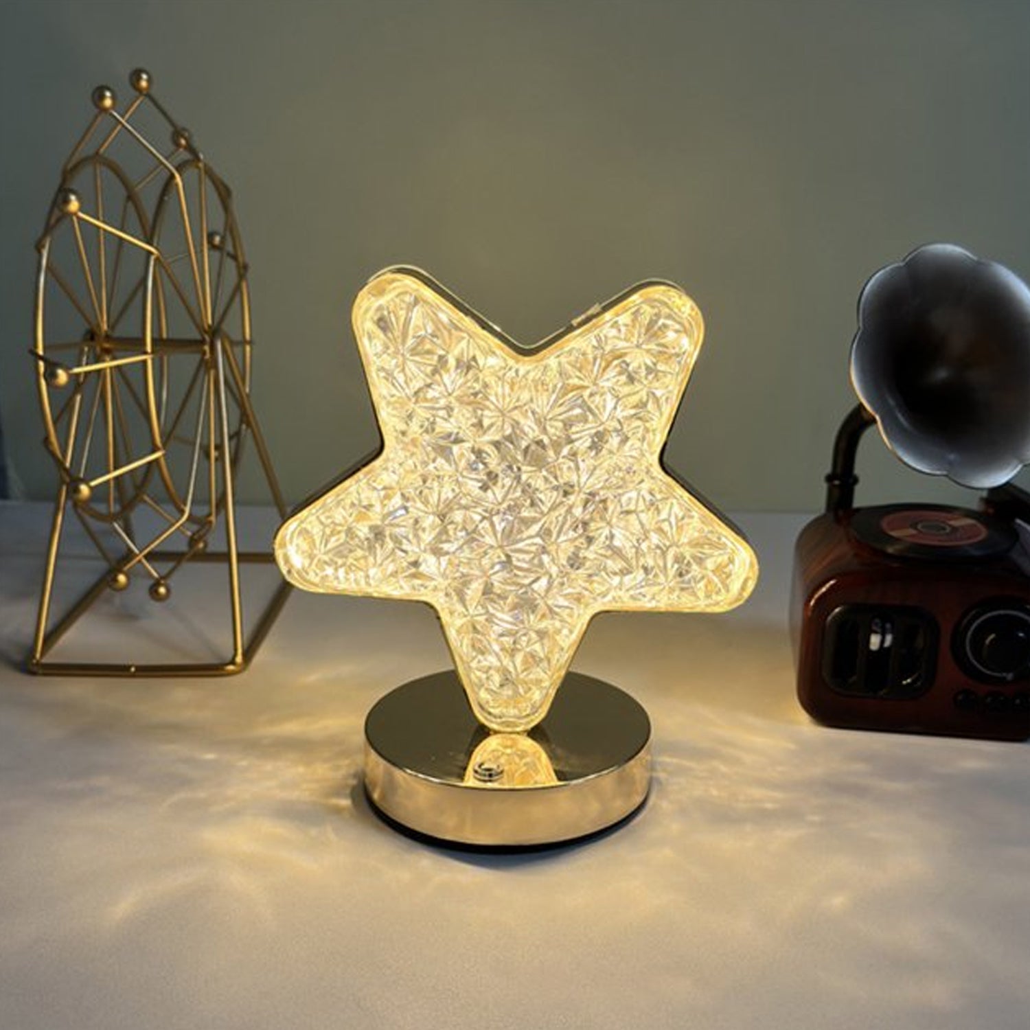 Star Shape Crystal Diamond Lamp Cordless Luxury Lamp with USB Rechargeable, 3-Way Dimmable & Touch Control Decorative Nightstand Lamp for Bedroom, Living Room, Party, Restaurant Decor (1 Pc ) - Bhavnagar Deodap