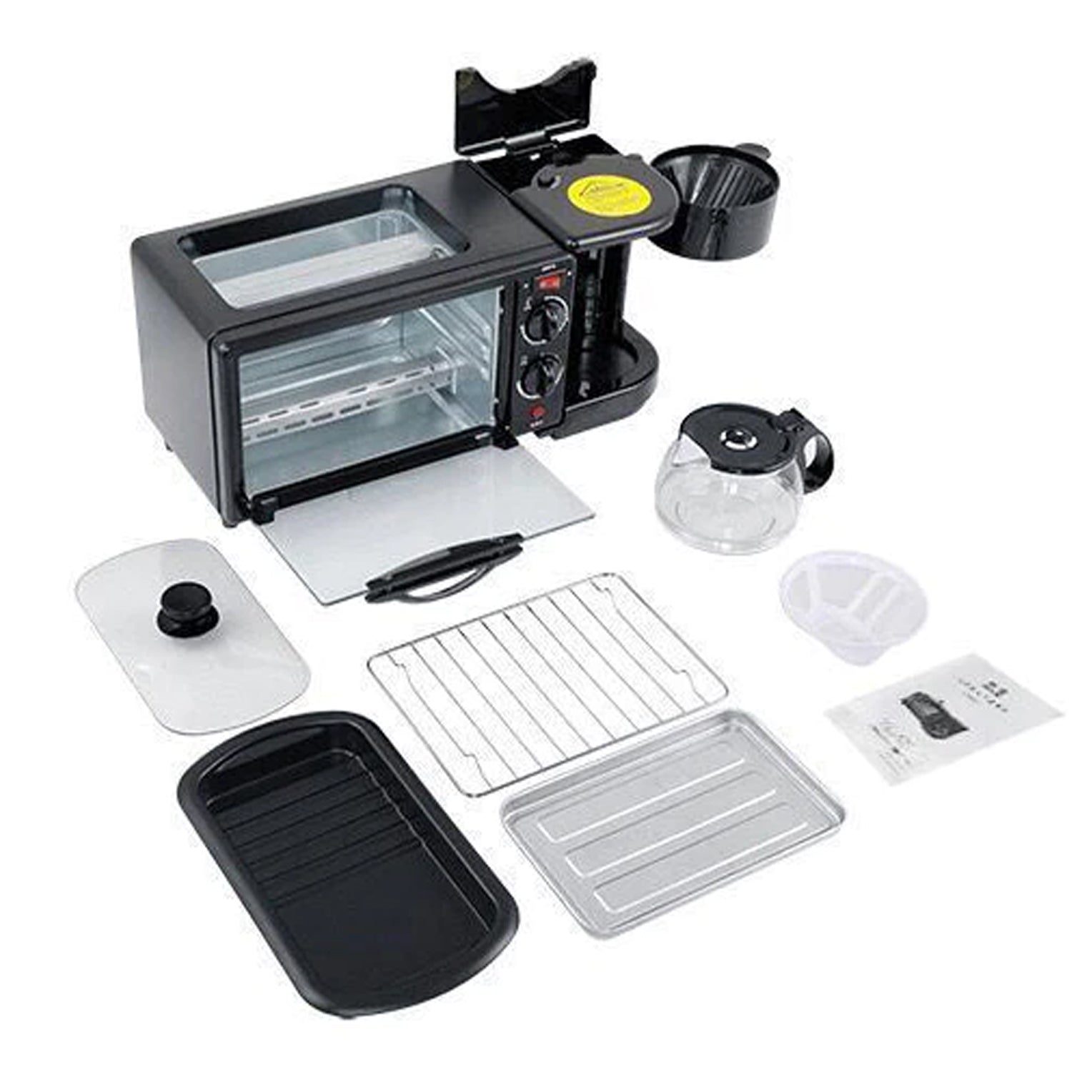 3 in 1 Breakfast Maker Portable Toaster Oven, Grill Pan & Coffee Maker Full Breakfast Ready at One Go - Bhavnagar Deodap