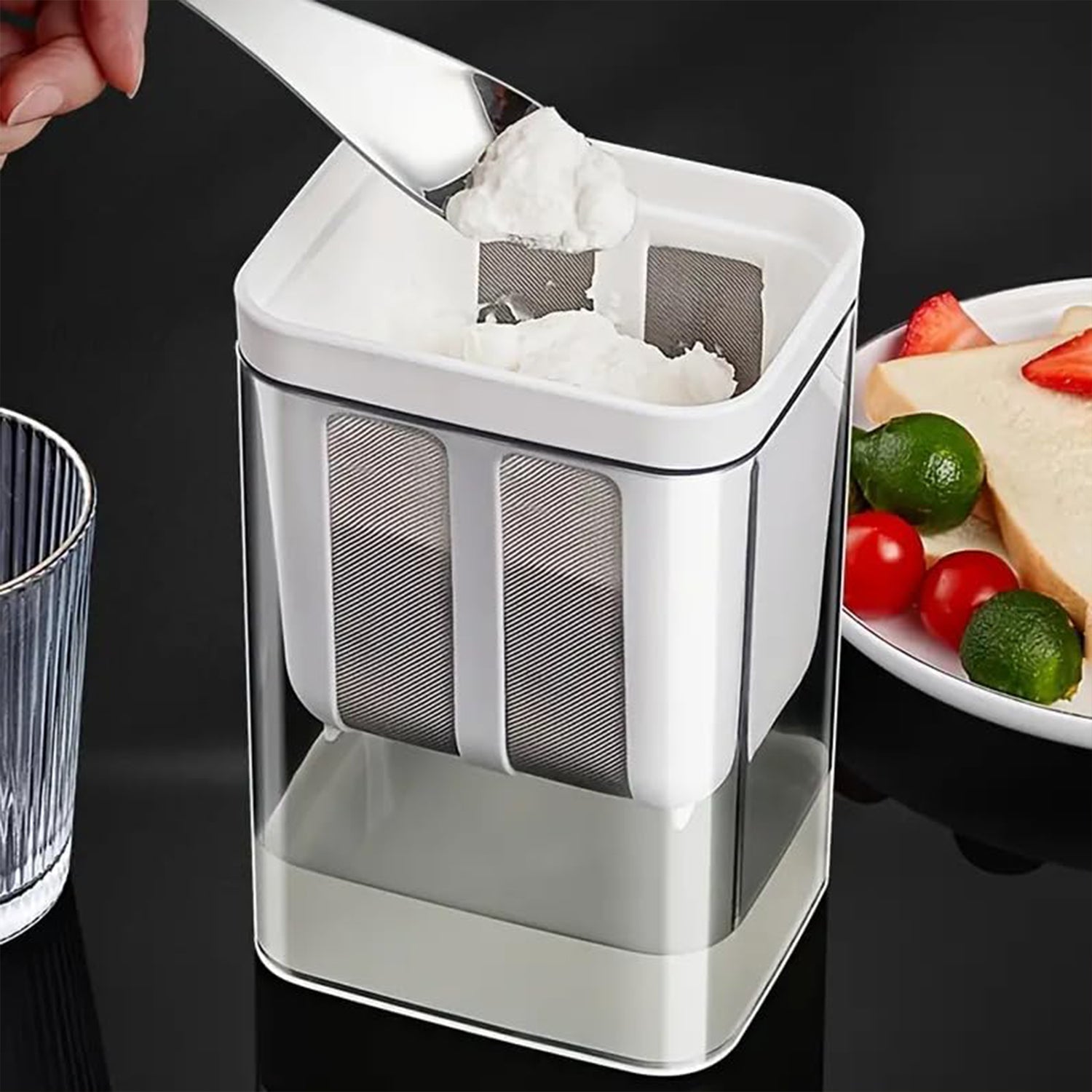 2 in 1 Yogurt Strainer with Storage Box – 1400ml (Plastic + Steel)