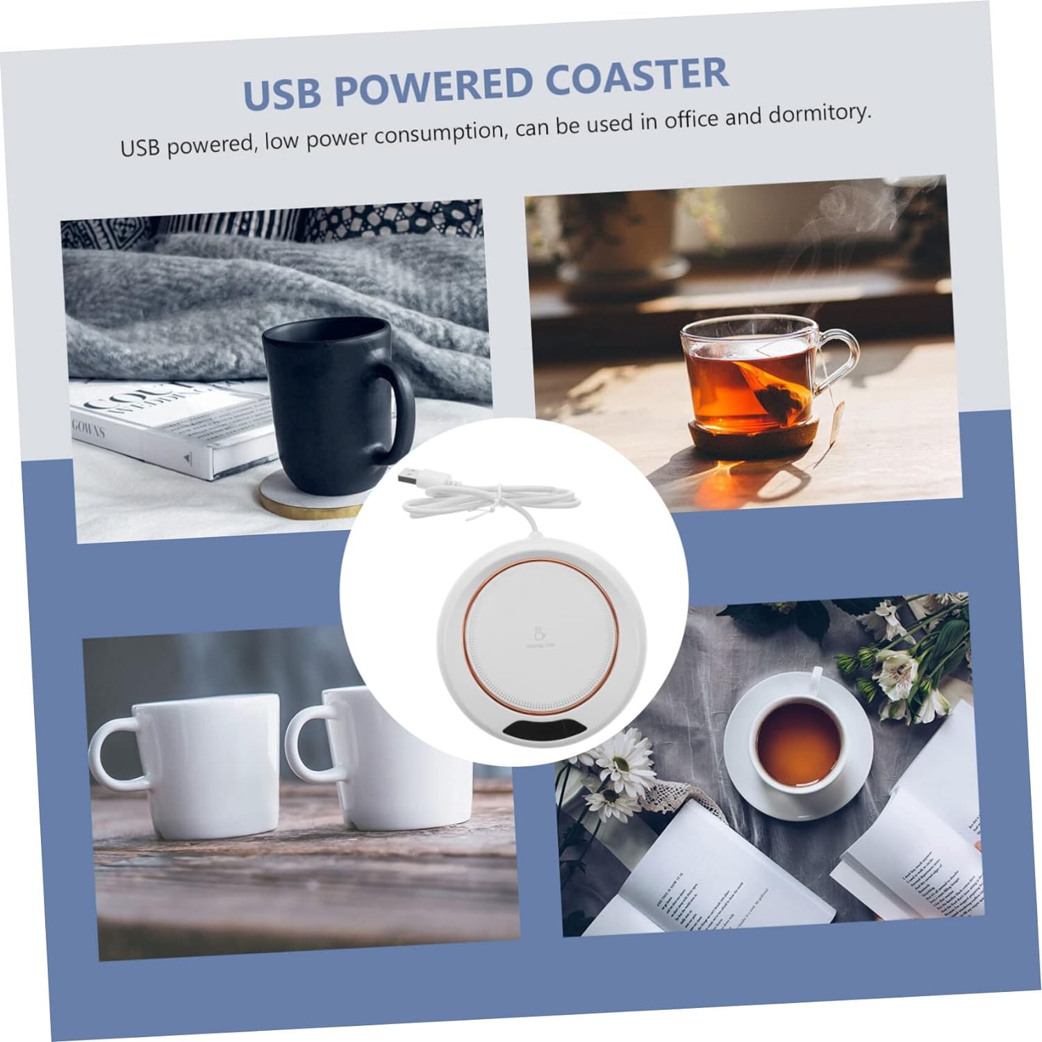 USB Warm Coaster Heated Coffee Mug Portable Office Desk Portable Cup, Heater Coffee Mug Warmer Electric Cup Warmer (1 Pc) - Bhavnagar Deodap