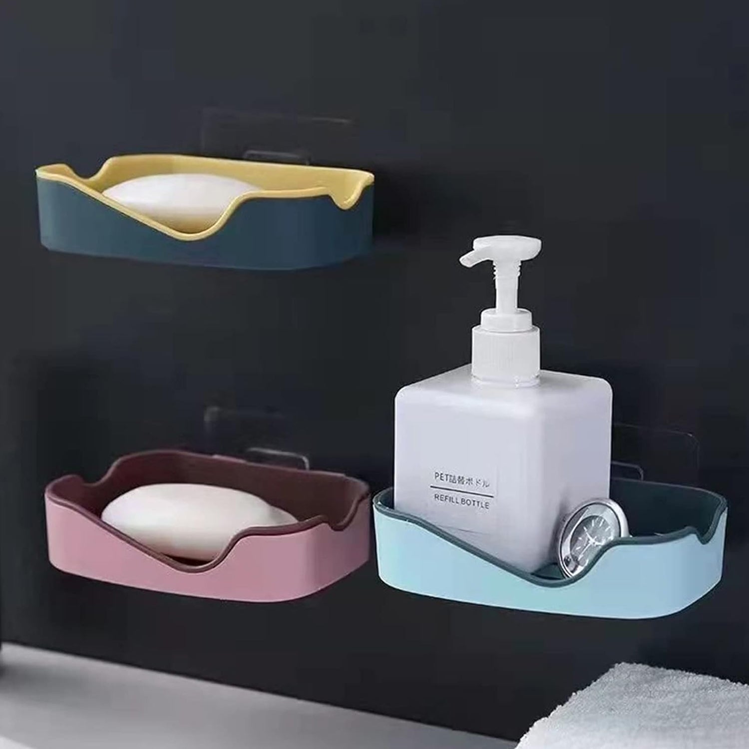 Plastic Soap Dish Holder for Bathroom Shower Wall Mounted Self Adhesive Soap Holder Saver Tray-Plastic Sponge Holder for Kitchen Storage Rack Soap Box, Bathroom (1 Pc) - Bhavnagar Deodap