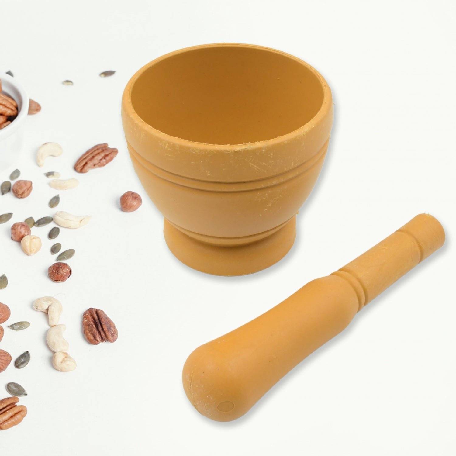 Mortar and Pestle Set for Spices, Okhli Masher, Khalbatta, Kharal, Mixer, Natural & Traditional Grinder and Musal, Well Design for Kitchen, Home, Herb - Bhavnagar Deodap