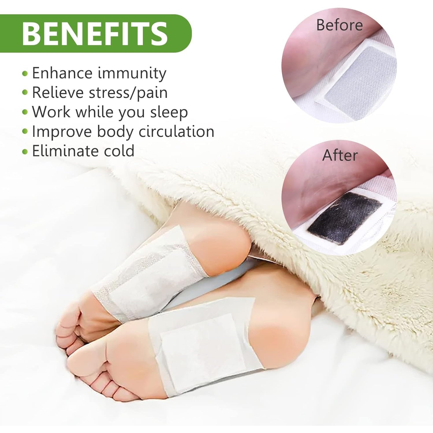 kinoki Cleansing Detox Foot Pads, Ginger & salt Foot Patch -10pcs (Free Size, White) - Bhavnagar Deodap