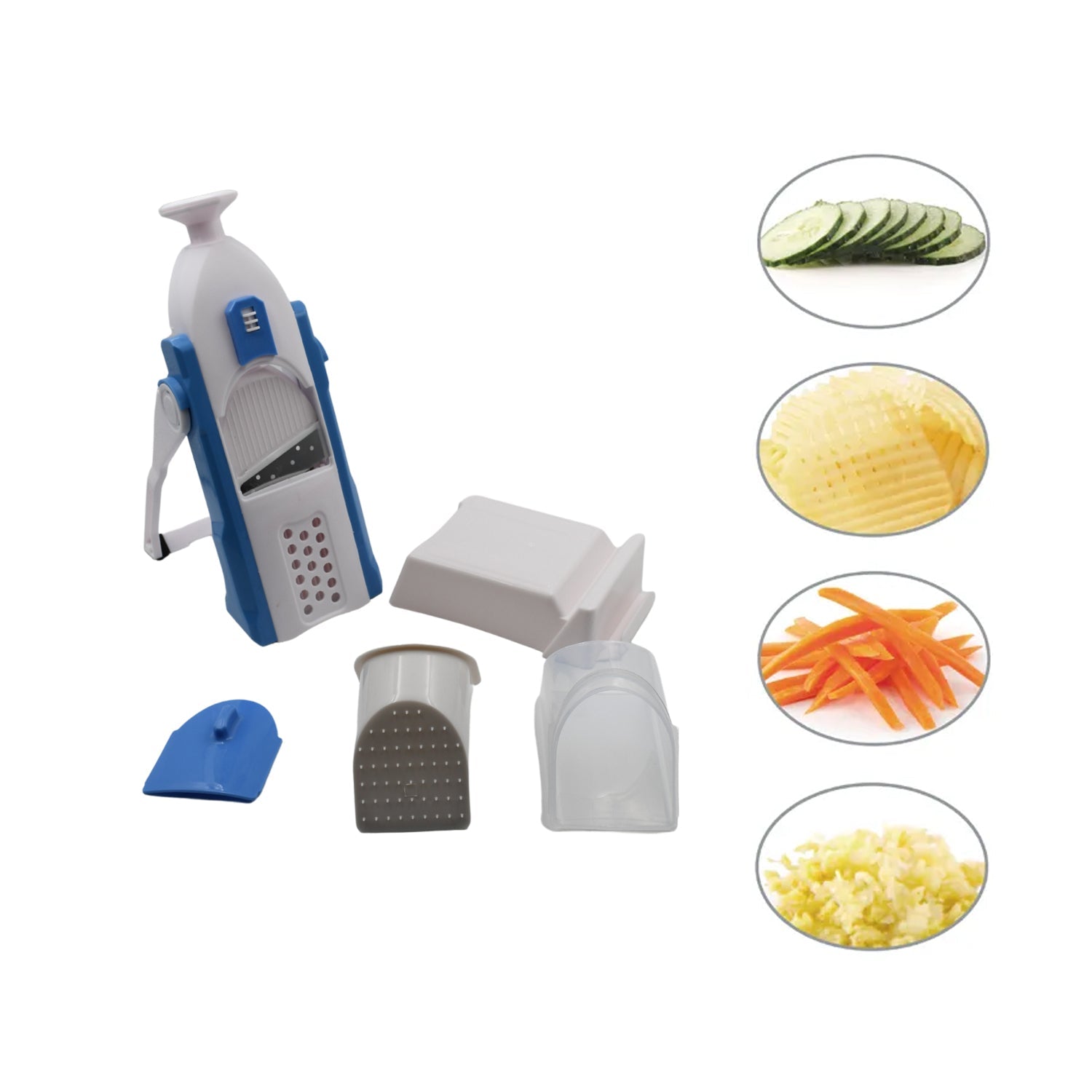 Multi-Function Time Saving Vegetable Slicer Cutter + Julienne 5-in-1 Food Vegetable Potato Chopper, Garlic Grinder - Bhavnagar Deodap