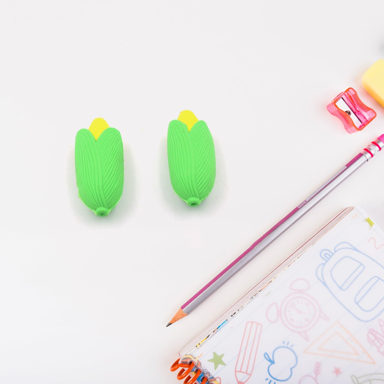 Corn Shape School Eraser High Qulaity ( 2 Pc Set ) - Bhavnagar Deodap