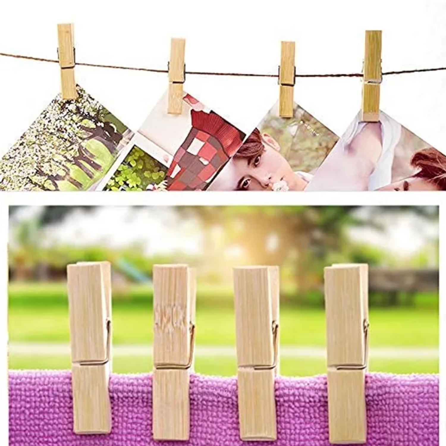 Multipurpose Wooden Heavy Clip (20 Pieces) for Clothespin , Dryer, Hanger, Photo Paper Peg Pin, Craft Clips for School Arts Crafts Decoration - Bhavnagar Deodap