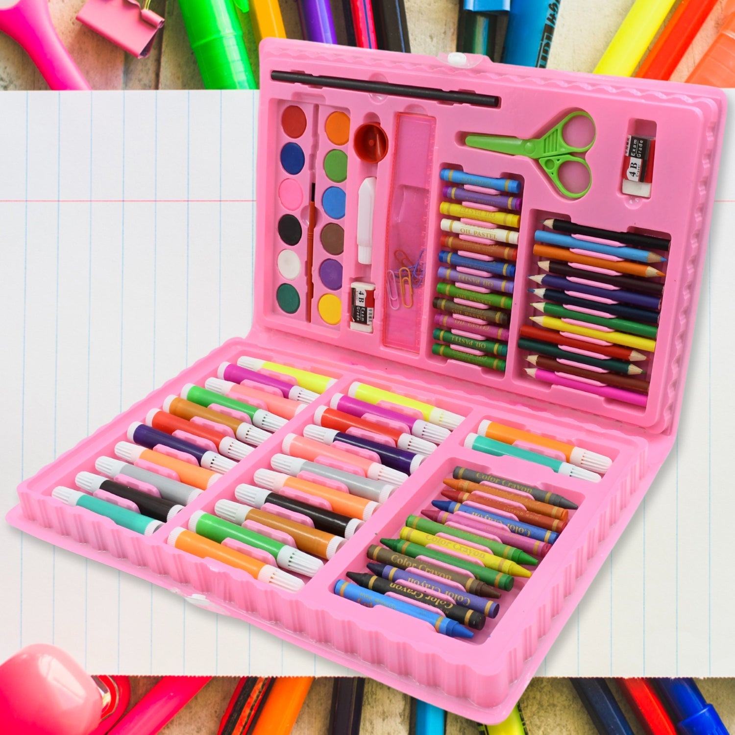 17978 Art Set Kids Art Supplies Coloring Case Kit Painting & Drawing Sets for Kids Boys Girls Gifts Toys Age 4 & Above - Mix Colors, Kids Colorful Bag (86 Pcs Set) - Bhavnagar Deodap