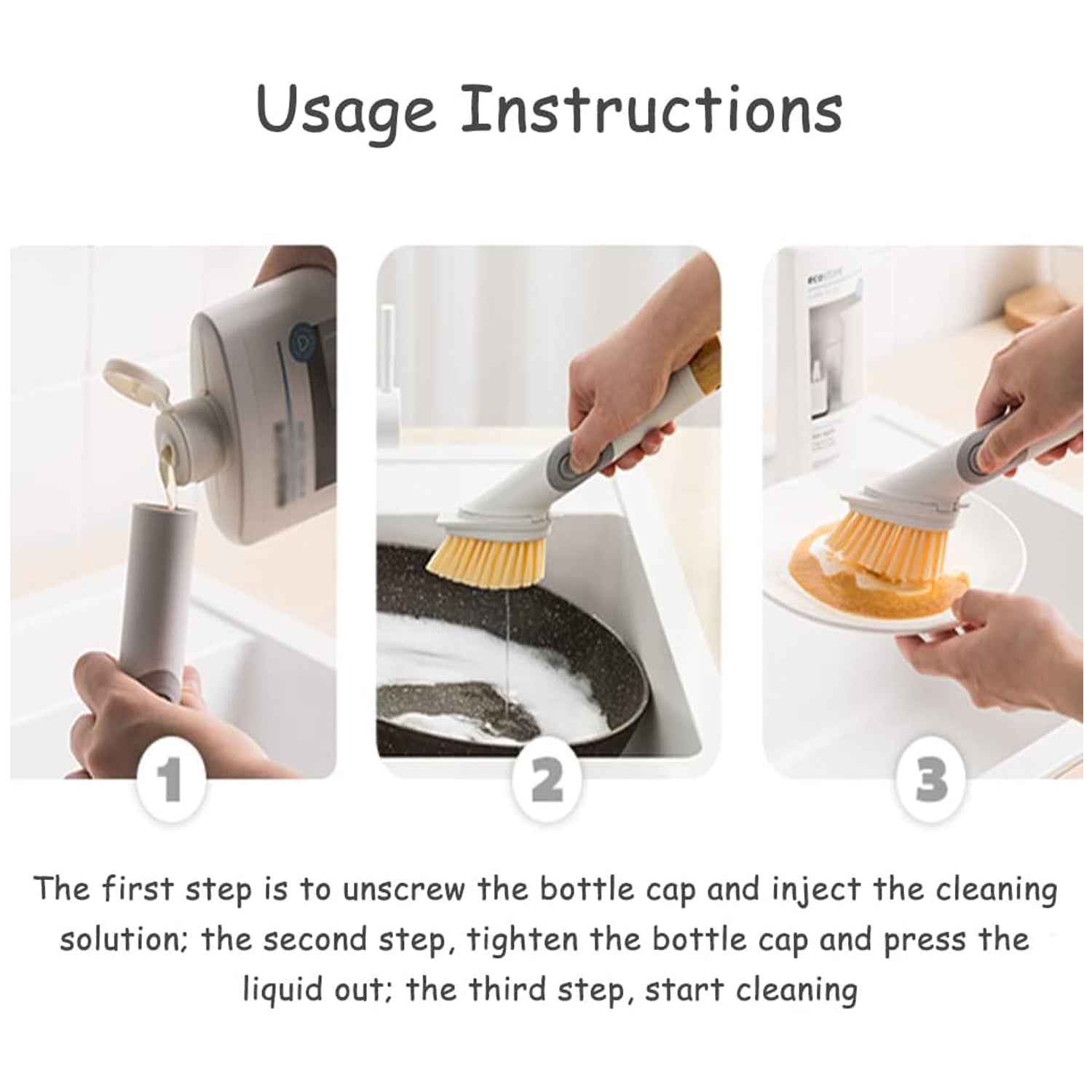 Cleaning Brushes Set, Scrub Brush Bathroom Brush, Long Handle Liquid Dispenser Pot Washing Brush - Bhavnagar Deodap