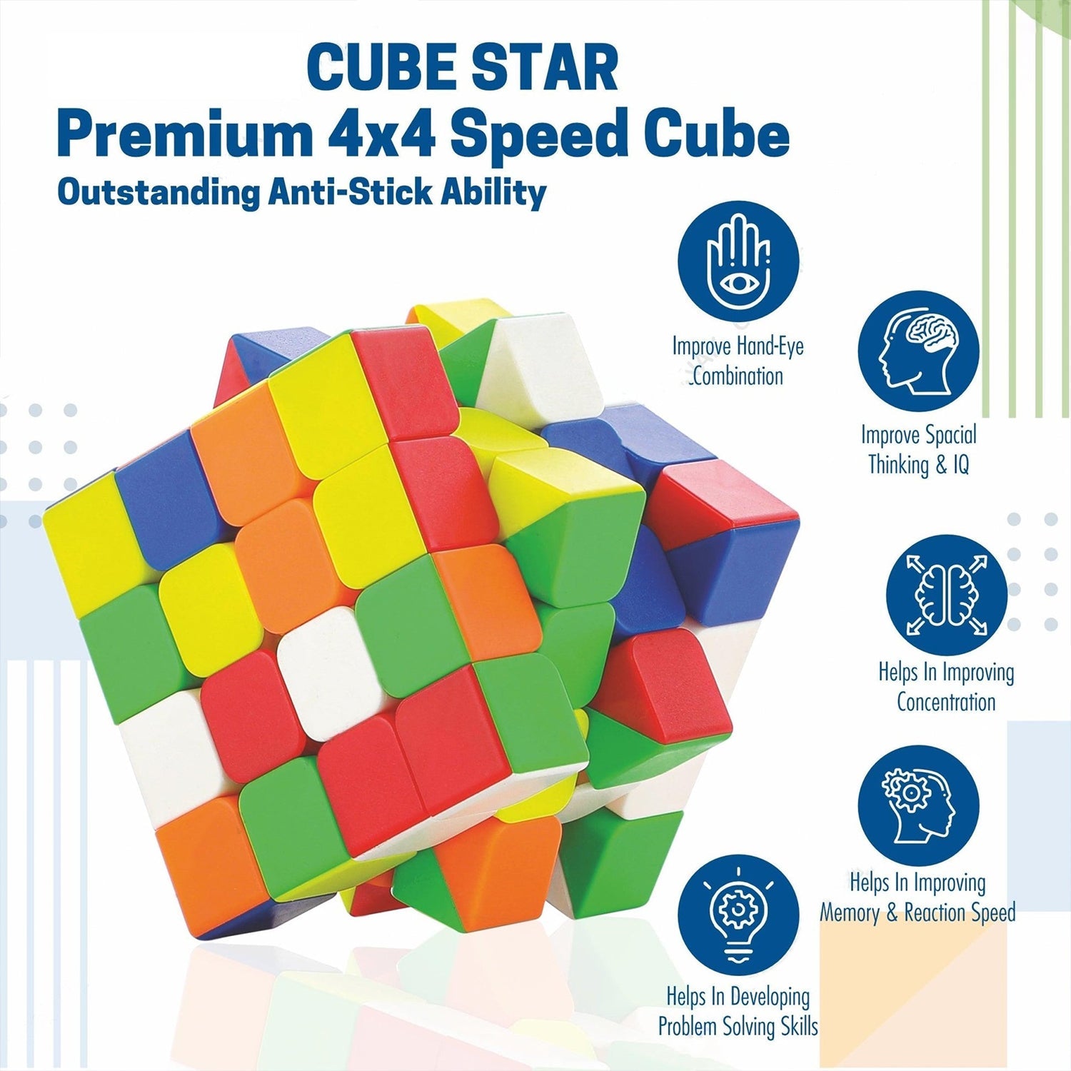 Small Puzzles Cubes 4×4×4 High Speed Sticker Less Magic Cube Game, Kids and Professionals Magic Cube Puzzle Toy, Pack of 1, 8+ Years - Bhavnagar Deodap