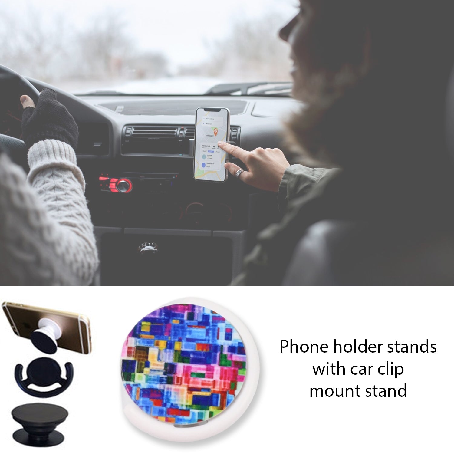 Fashion design pop up mobile phone grip holder smart phone bracket, Phone Stand & Grip with popclip car mount flowers pasley - Bhavnagar Deodap