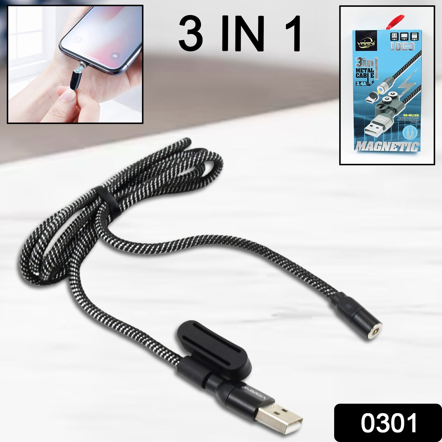 Strong Magnetic Cable with Full Rotation Support Fast Charging - Bhavnagar Deodap