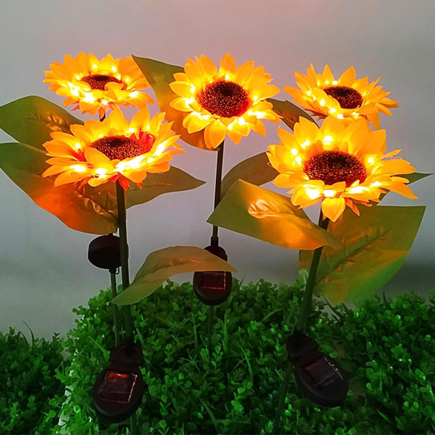 2 Pc Outdoor Solar Sunflower Lights Intelligent Light Control Waterproof Garden Landscape Stake Light - Bhavnagar Deodap