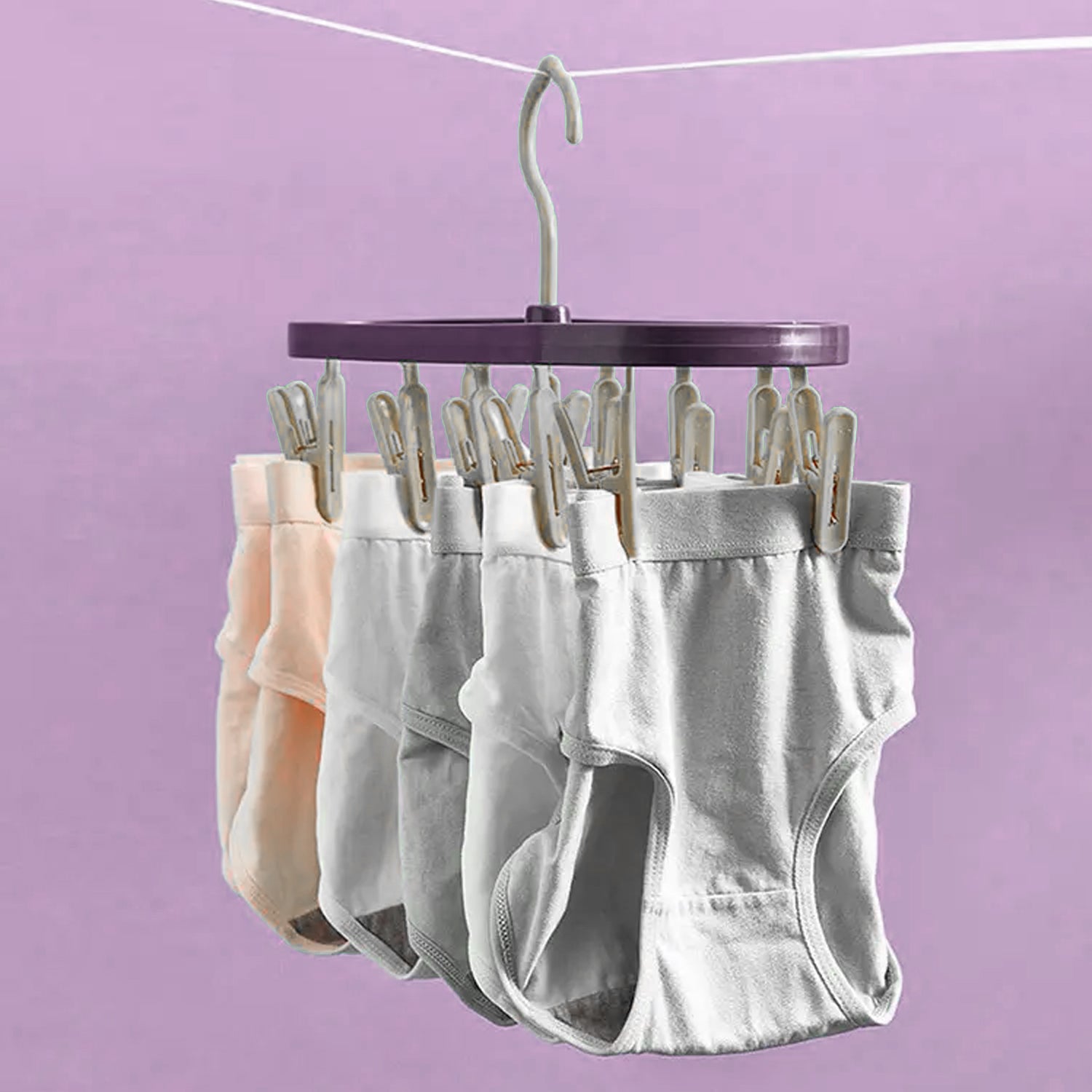 CLOTHESPIN RACK LAUNDRY DRYING RACK, CLOTHES HANGERS WITH 8 CLIPS, CLIP HANGER DRIP HANGER FOR DRYING UNDERWEAR, BABY CLOTHES, SOCKS, BRAS, TOWEL, CLOTH DIAPERS, GLOVE - Bhavnagar Deodap