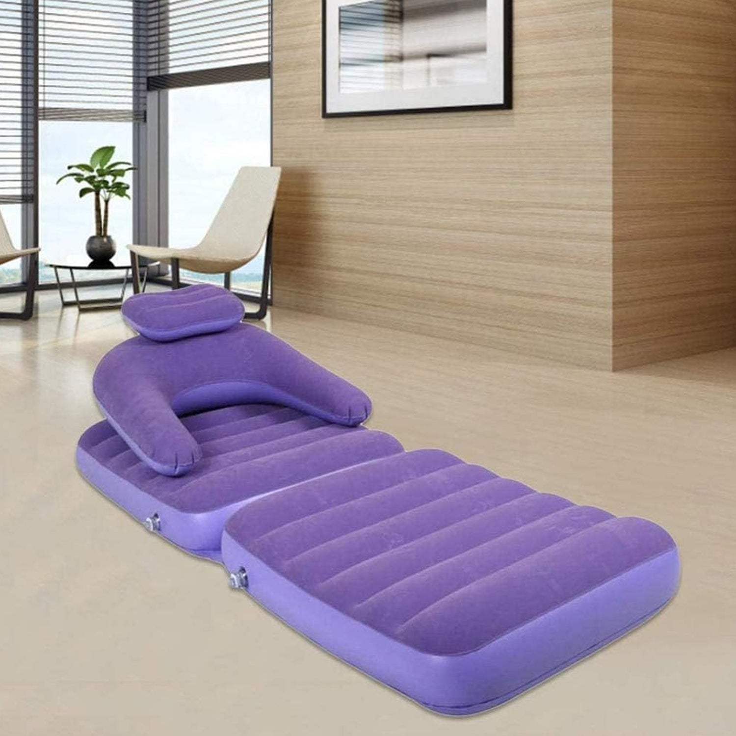 2 in 1 Air Mattress & Lounger, Portable Inflatable Mattress Air Sofa With Air Hand Pump (175×75 cm)