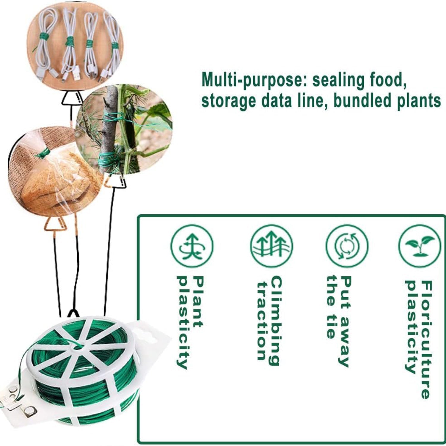 Garden Wire, Sturdy Plant Ties for Support, Garden Ties with Cutter for Tomatoes Vines, Plant Wire Tie Wire for Indoor, Outdoor, Home and Office Use (50 Mtr) - Bhavnagar Deodap