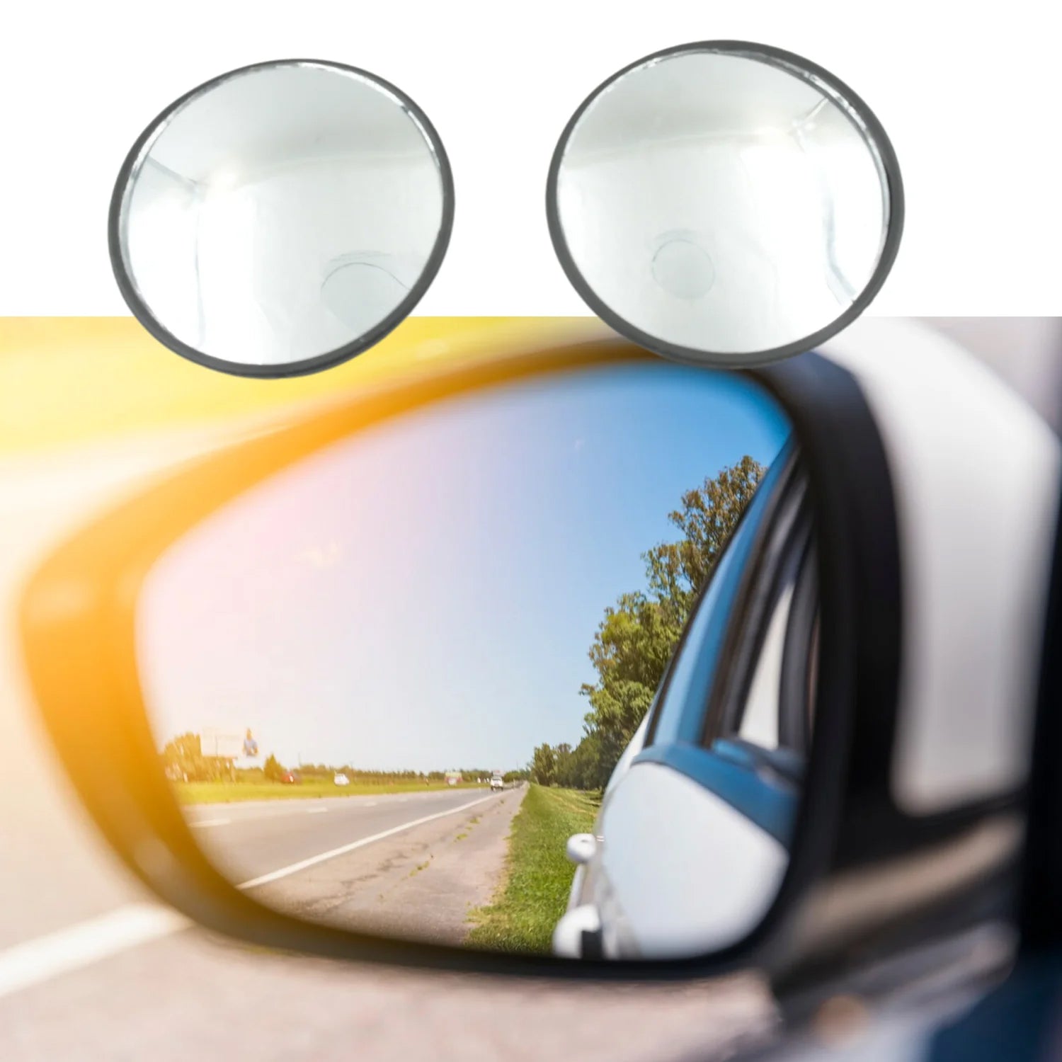 Car Blind Spot Side Mirror Round HD Glass Blindspot Mirror Convex Rear View Mirror, Car Mirror Accessories Suitable to All Cars, Frameless Design (2 Pcs Set) - Bhavnagar Deodap