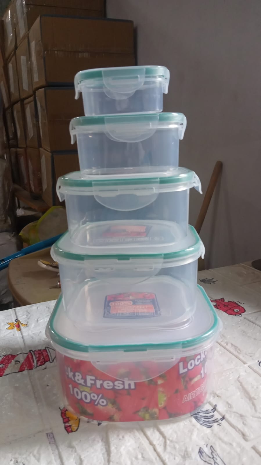 Kitchen Containers Set, Fridge Storage Boxes, Plastic Containers for Kitchen Organizer, Kitchen Accessories Items for Storage Organizer, Snap-Seal (lunch box/storage organizer) (5 Ps Set) - Bhavnagar Deodap