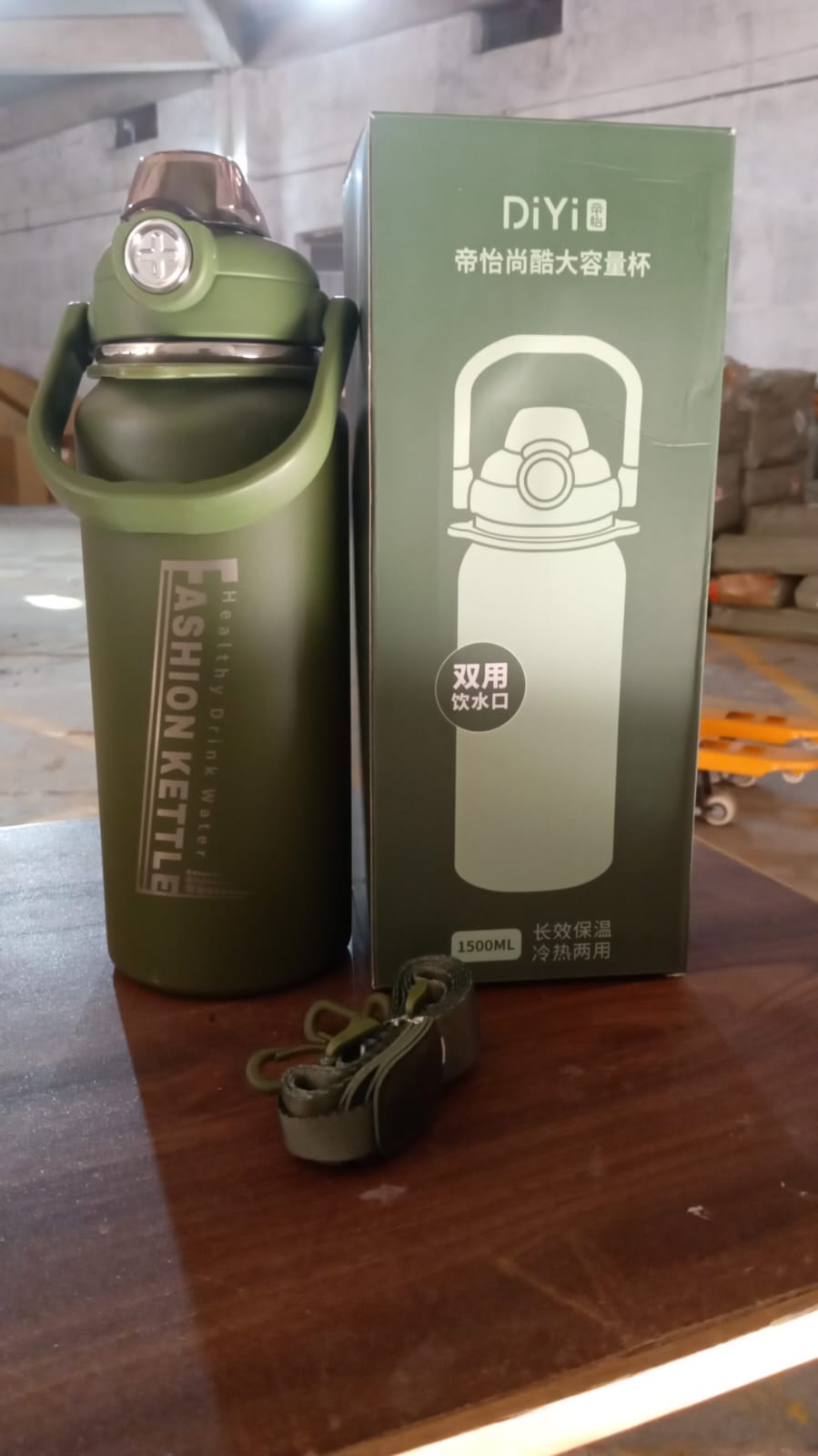 Stainless Steel Water Bottle with Straw, Strap & Handle  Vacuum Insulated Thermos Flask Double-Walled Coffee Thermos Flask Leak-proof Water Bottle for Sports, Fitness, Gym (1500ML) - Bhavnagar Deodap