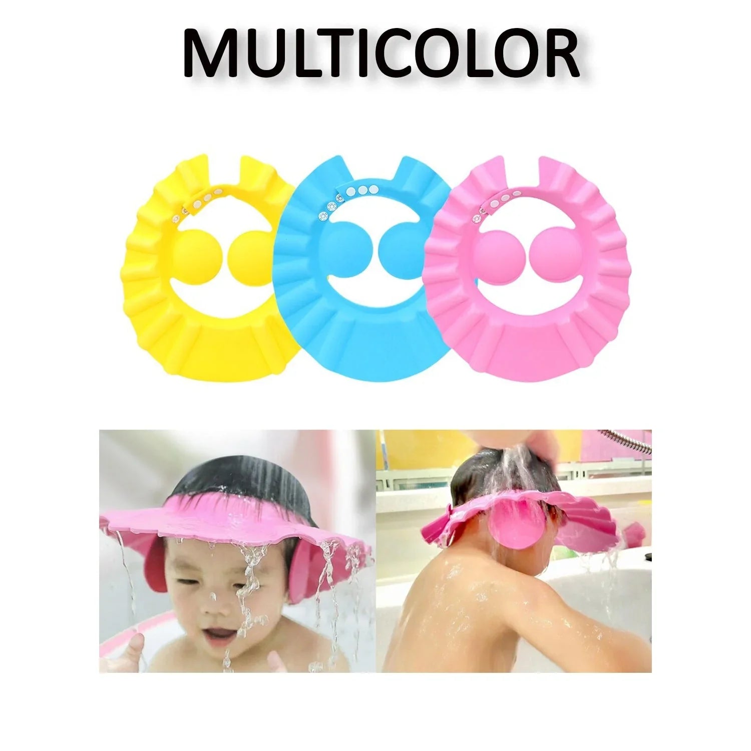 Adjustable Safe Soft Bathing Baby Shower Hair Wash Cap for Children, Baby Bath Cap Shower Protection for Eyes and Ear, - Bhavnagar Deodap