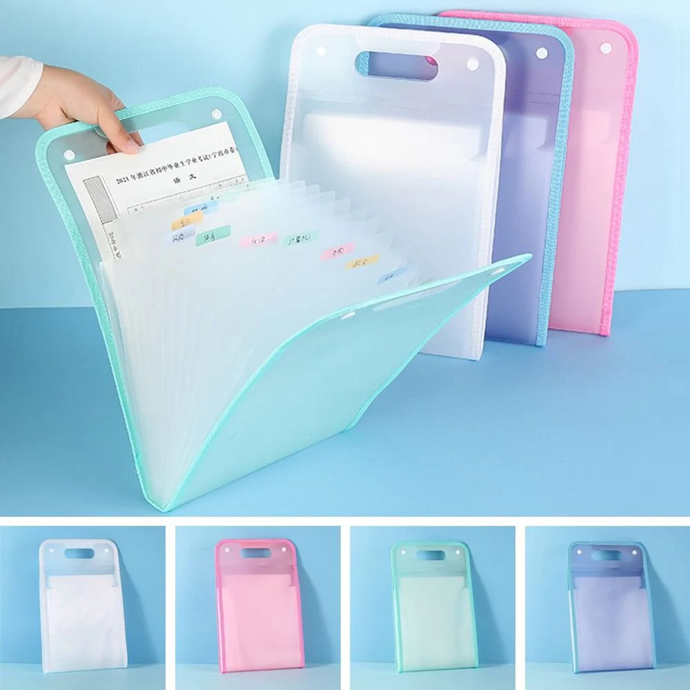 13 Pockets Portable Folder Transparent Large Multicolor - Bhavnagar Deodap