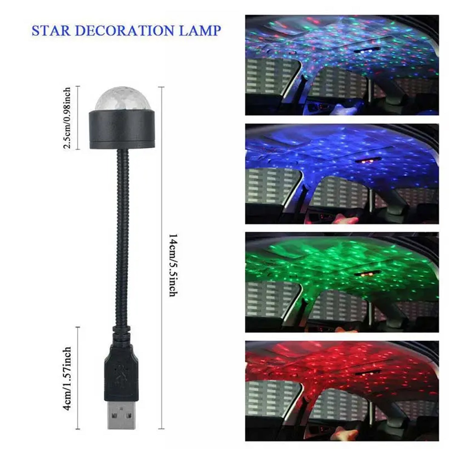 USB Star Night Light Projector and Mini Disco Ball Light, Adjustable Auto Roof Interior Car Ceiling Lights, Flexible Atmosphere Strobe Light Decorations for Bedroom Car Party Ceiling - Bhavnagar Deodap