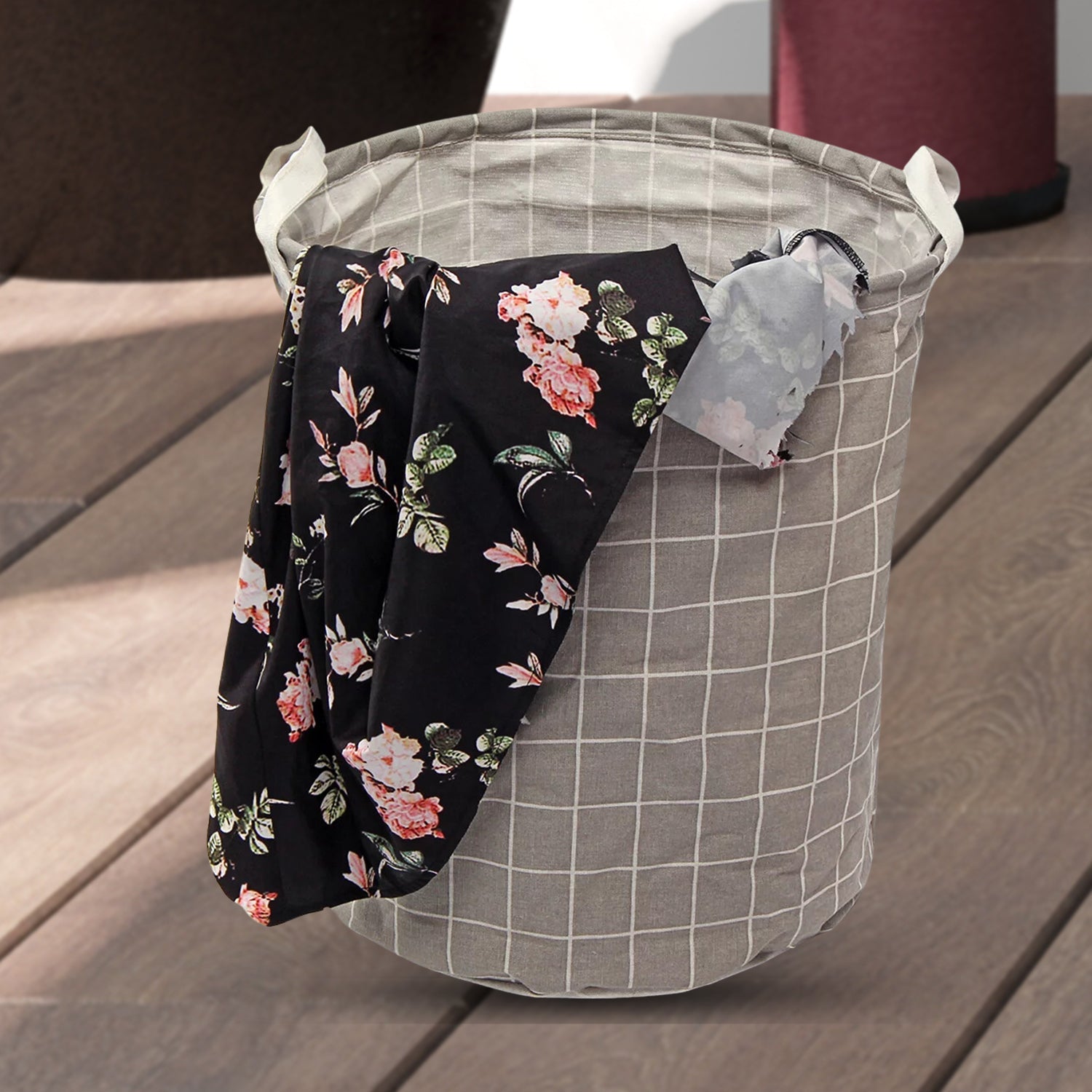 Folding Laundry Basket Round Storage Bag (1 Pc / 40 × 30 Cm) - Bhavnagar Deodap