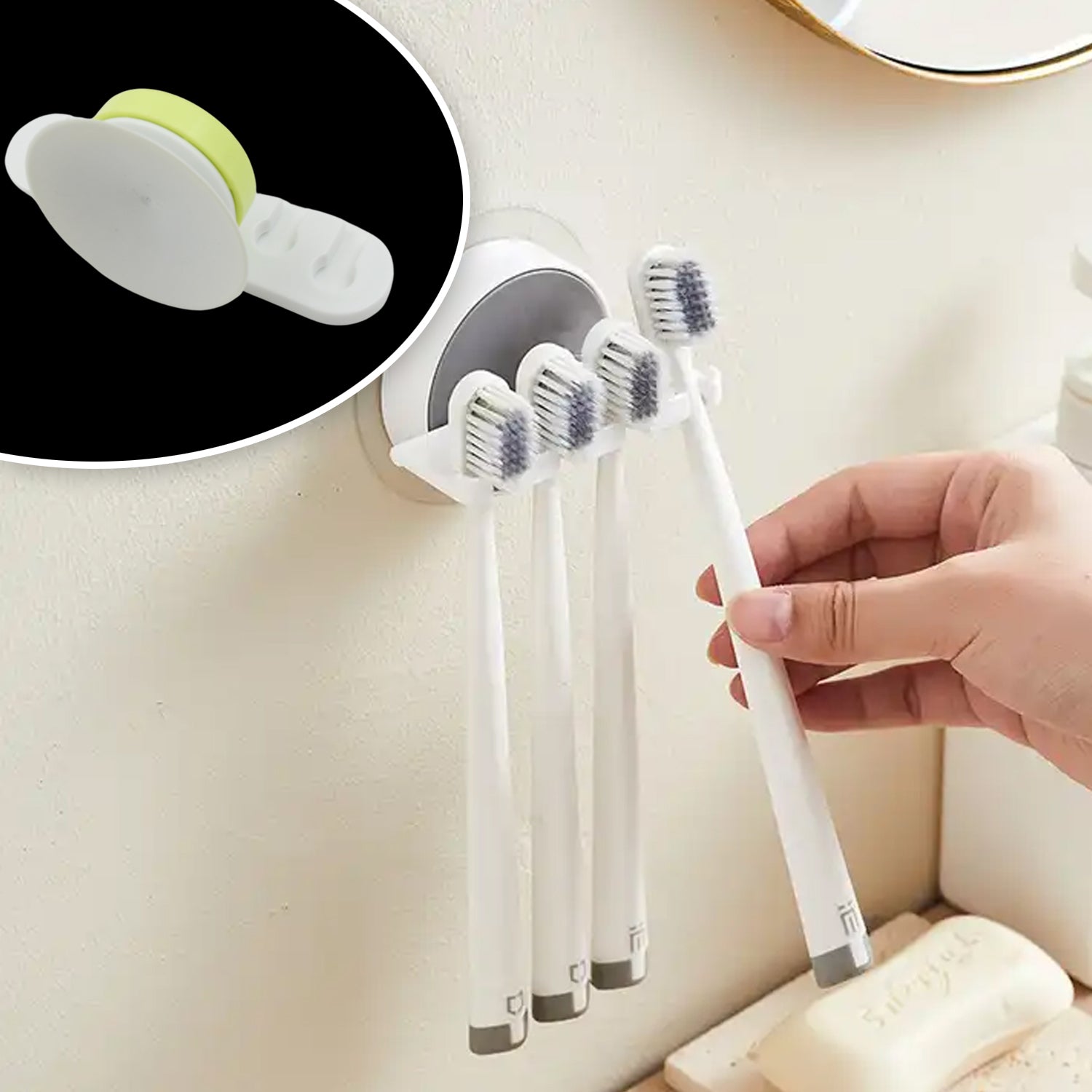 Plastic Tooth Brush, Toothbrush Holder Toothbrush Wall Stand Toothbrush Storage Wall Toothbrush Holder for Bathroom Toothbrush Organizer 4 slot toothbrush holder  (1 Pc) - Bhavnagar Deodap