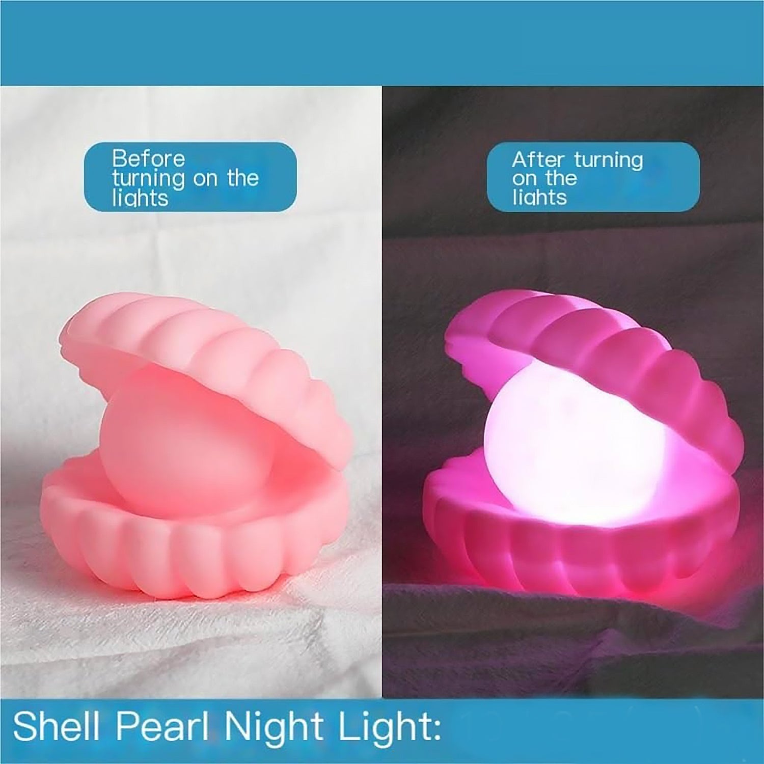 Pearl Shell Night Lamp Decorate Desk Lights Nursery Toy Lamp Led Pearl Shell Night Lights for Bedroom & Home (Small Battery Operated) - Bhavnagar Deodap