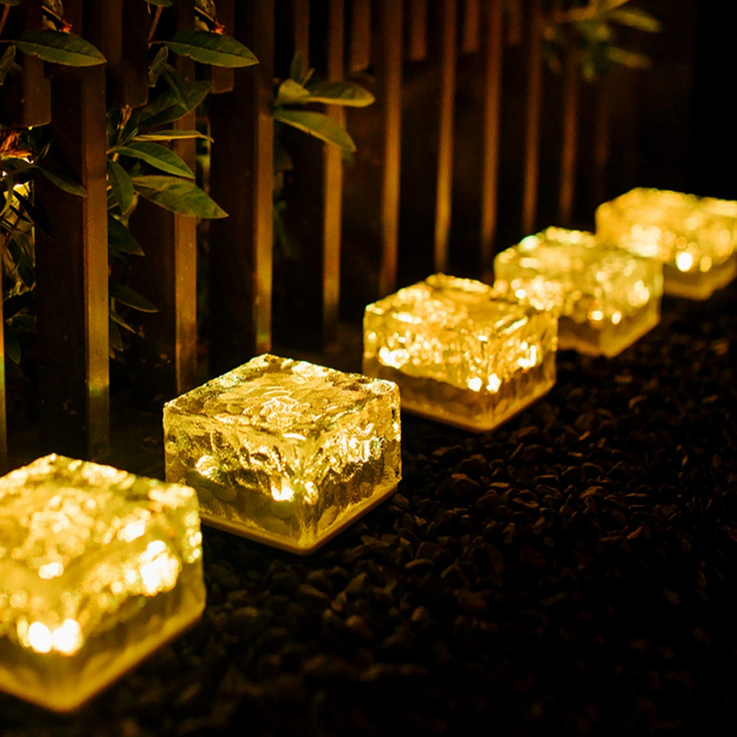 8557 Solar Ice Cube Shaped Garden Light, Ice Cube Shaped Garden Warm Light Outdoor Solar Garden Decorative Lights for Walkway Pathway Backyard Christmas Decoration Parties - Bhavnagar Deodap