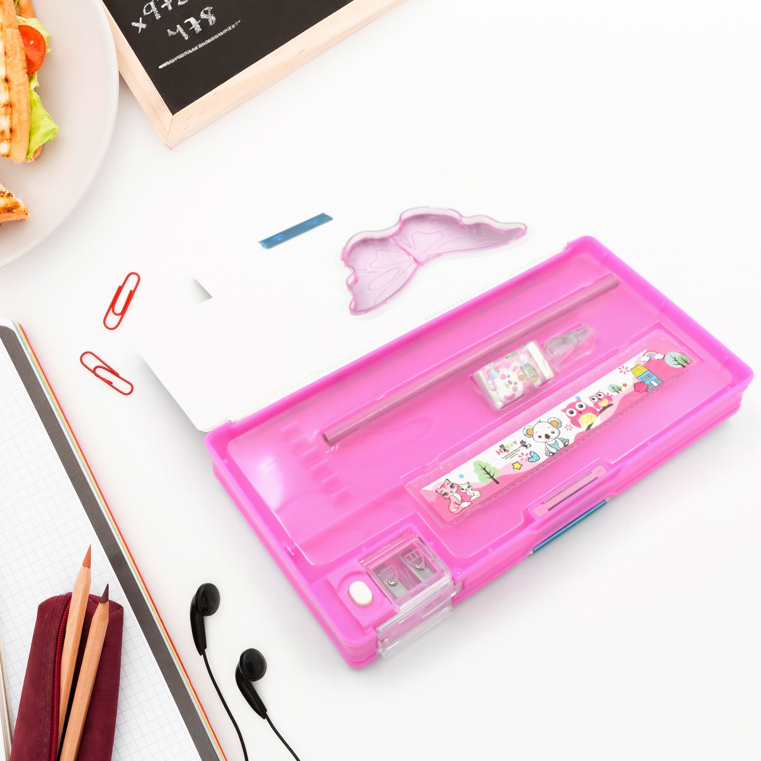 Printed Pencil Case for Kids (1 Pc): Multi-Compartment, Compass Box - Bhavnagar Deodap