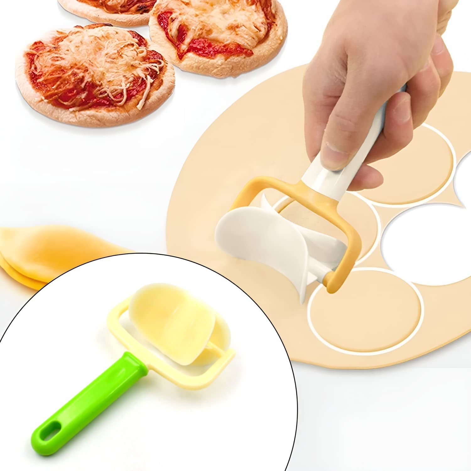 Plastic Round Roll Forming Cutter Cake Ball Tongs and Molds, Puri Cutter, Roller Machine for Baking Tools (1 Pc Mix Color) - Bhavnagar Deodap