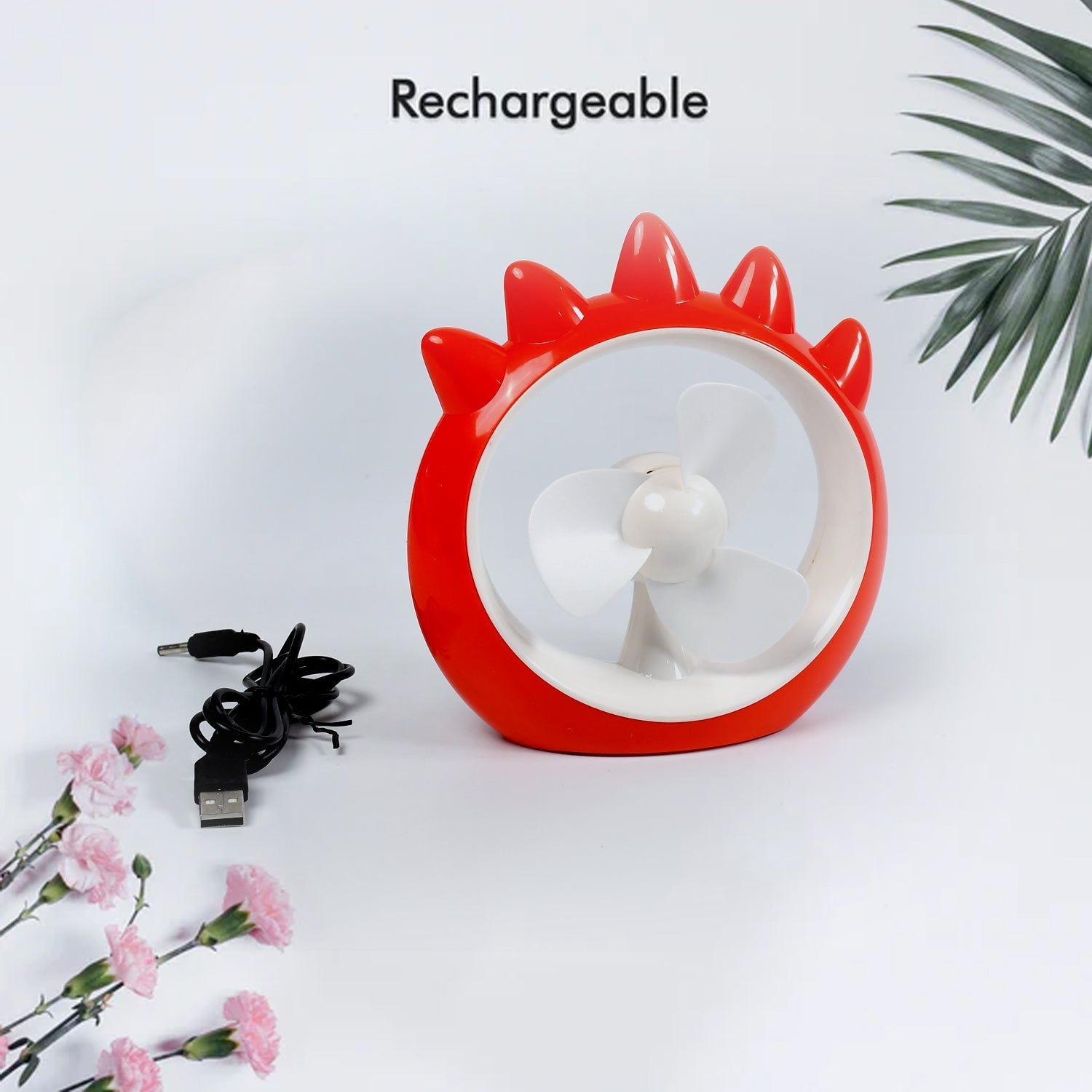 MINI DESKTOP FAN RECHARGEABLE TABLE FAN HANDHELD FAN USB FAN DESK FAN COOLING FAN FOR HOME , OFFICE , CAR, & MULTI USE FAN (Battery Not Include) - Bhavnagar Deodap