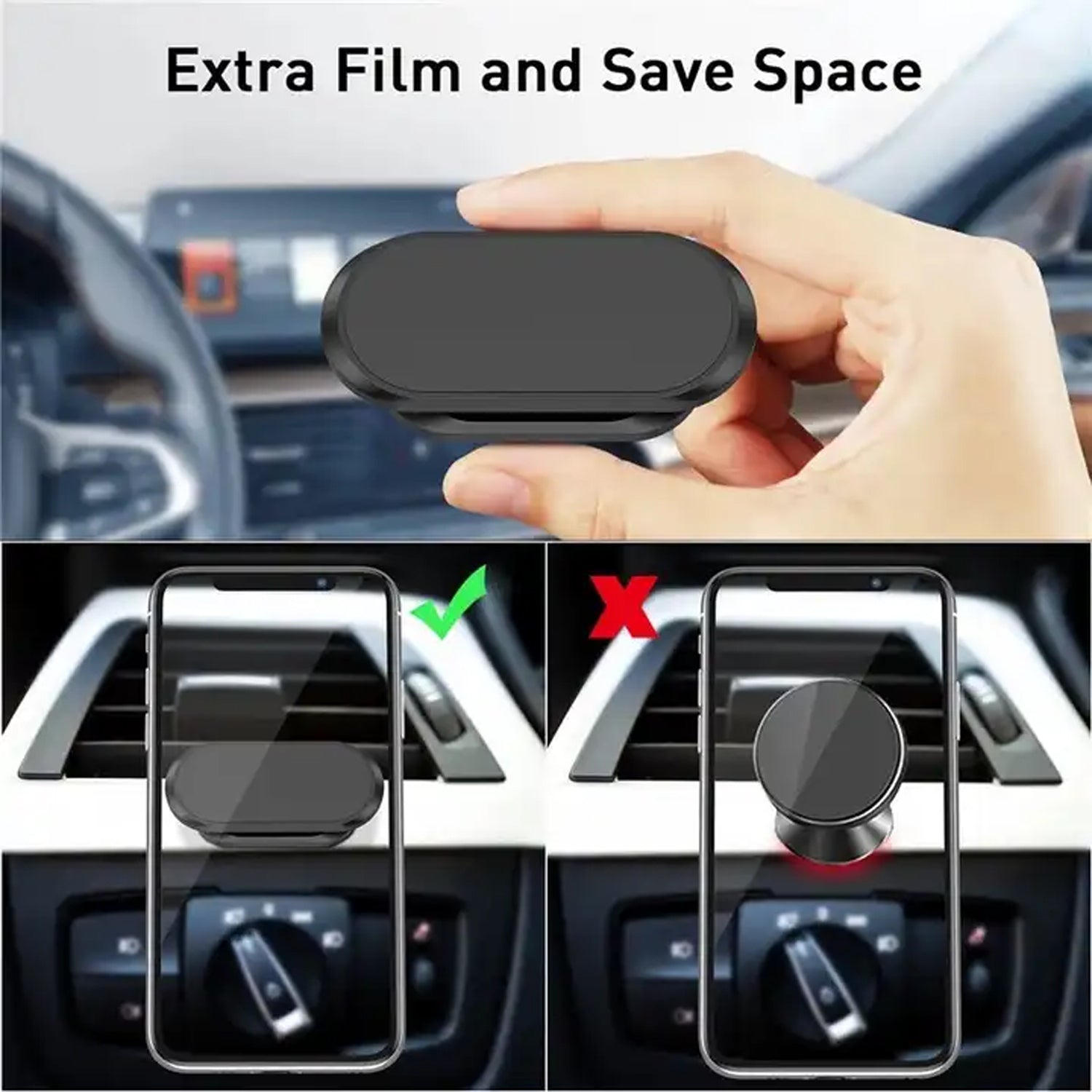 Magnetic Phone Mount/Holder for Car, Super Strong Magnet Universal Car Mount, Dashboard 360° Rotation for Car, Desk, Office, Home & Kitchen for All Smart phones (1 Pc) - Bhavnagar Deodap