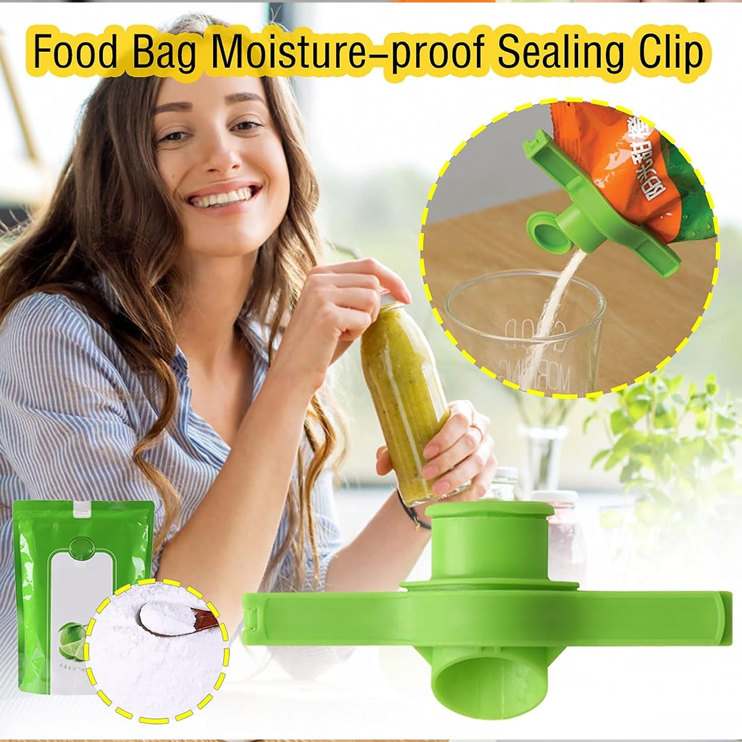 Food Storage Sealing Clip Solid Color Seal Pour Bag Clip Snack Bag Clip Food Bag Sealing Clip Sealing Clamp with Cap Kitchen Chip Bag Clips (1 Pc) - Bhavnagar Deodap