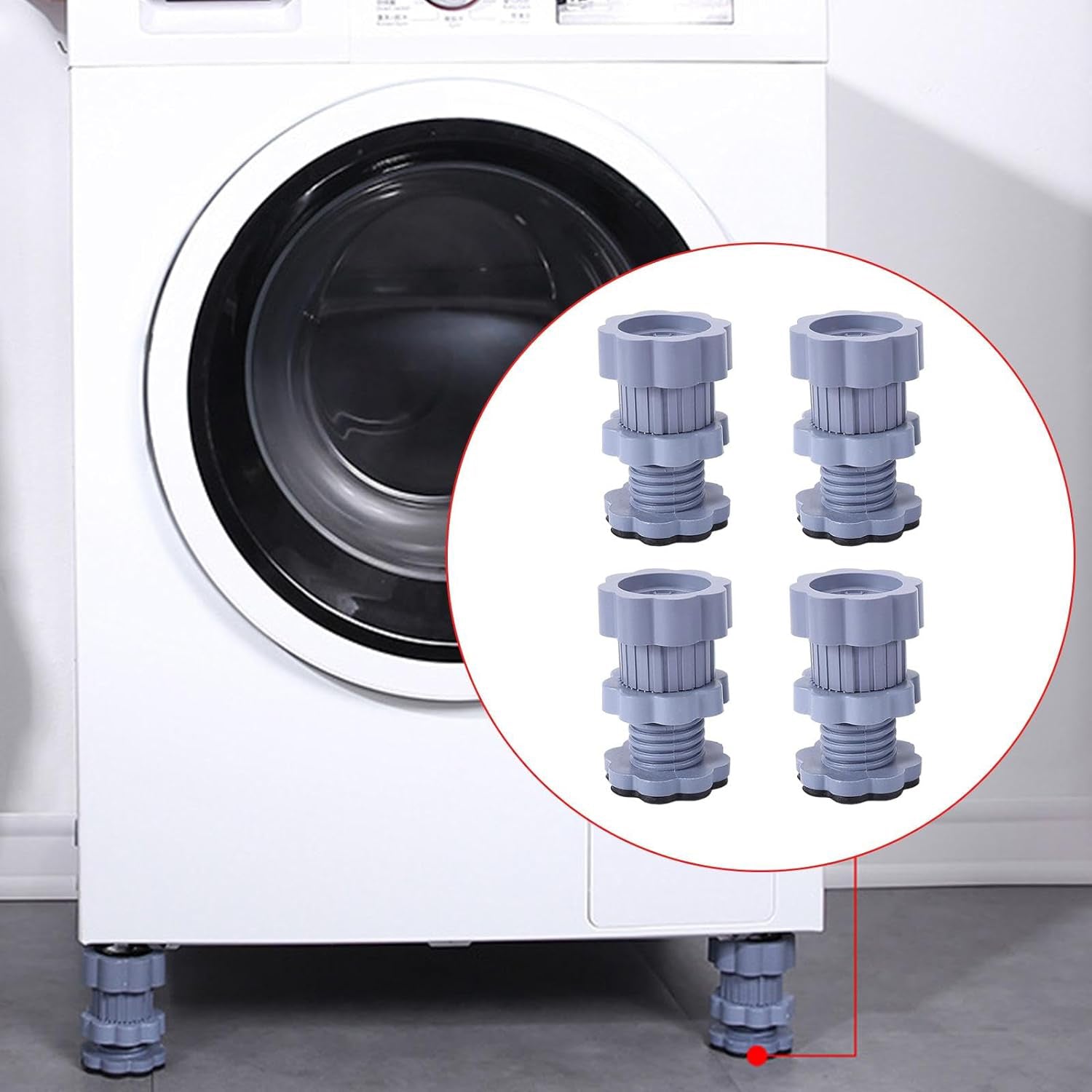 Washing machine support, anti vibration washing machine support adjustable washer anti vibrasion pads, washer & dryer pedestals, Washing Machine Accessory Anti- Skid Pad PVC Lifting Pad Non-Slip ( 4 Pc Set ) - Bhavnagar Deodap