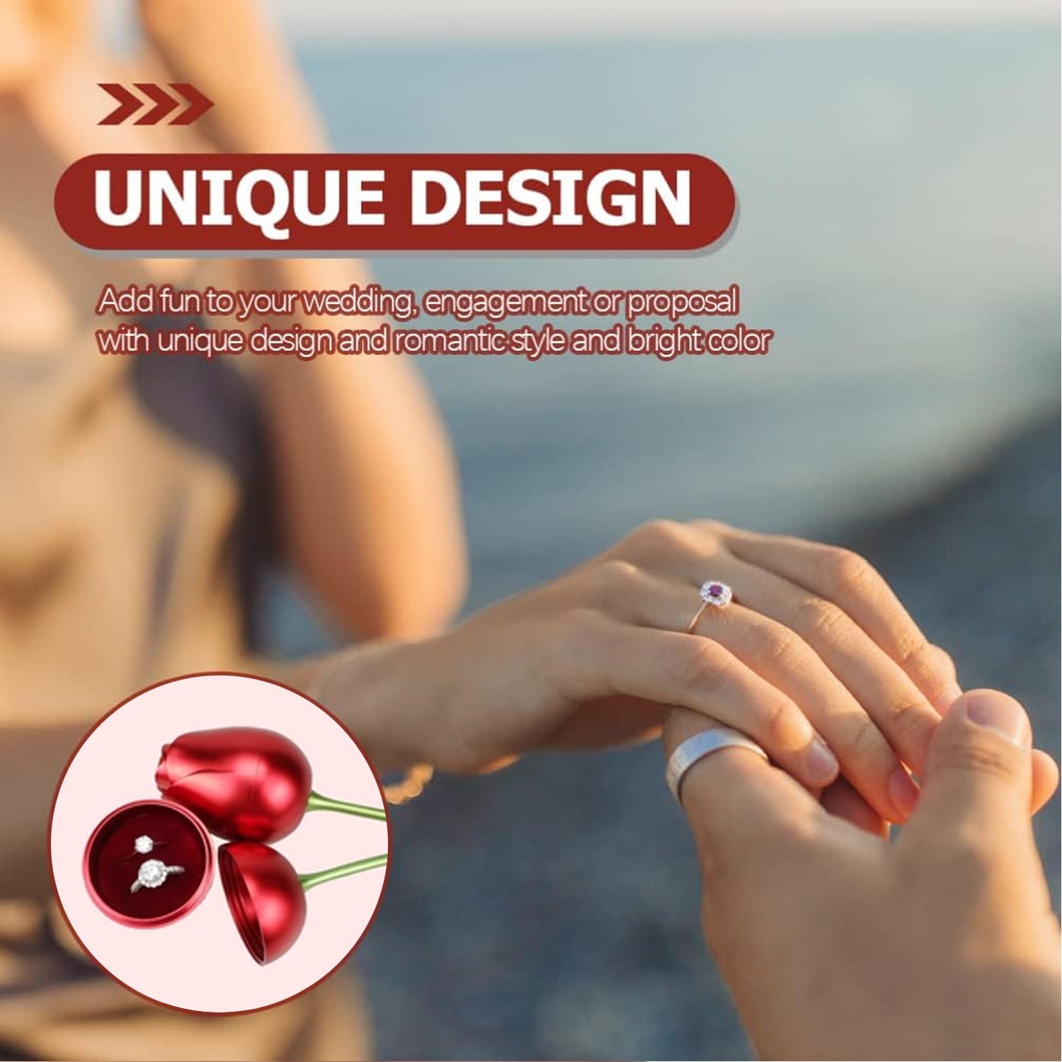 Plastic Red Rose Couple Rings Box-Fancy Rings Box (No Rings Included / 1 pc) - Bhavnagar Deodap